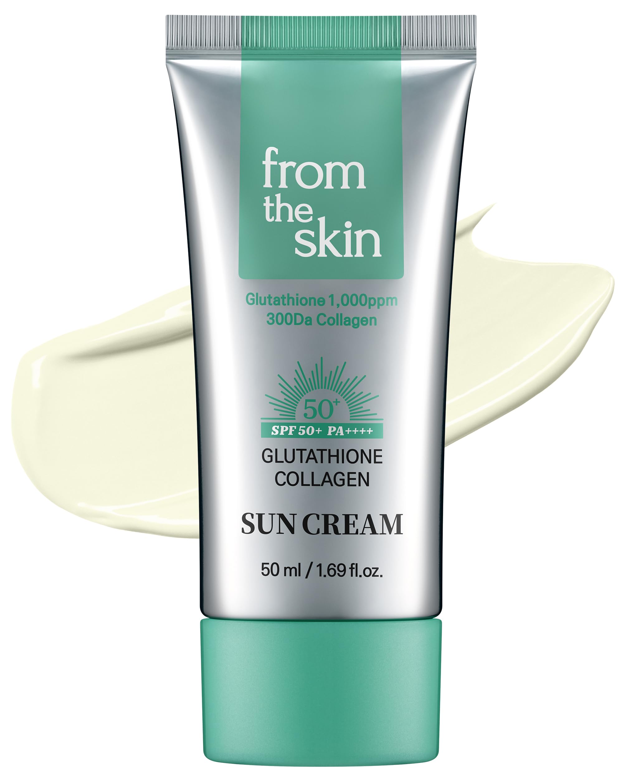 Glutathione Collagen Sun Cream SPF 50+ PA++++ - Hydrating Hypoallergenic Sunscreen Moisturizer for Radiant Skin & Wrinkle Care - Non-Greasy Silky Finish 1.69oz - Perfect for Daily Sun Protection & Anti-Aging Skincare Routine