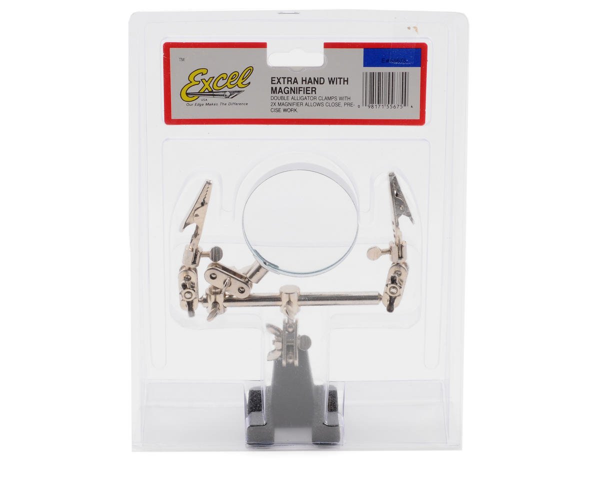 Excel Double Clip Extra Hands with Magnifier - 3rd Hand Tool for Soldering, Jewelry Making, Crafts & Hobby Work - Perfect for DIY Projects & Precision Tasks