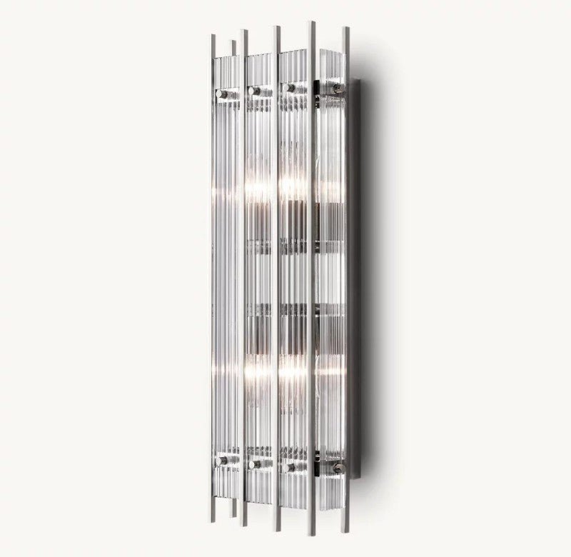 Amelia Glass Rectangular Wall Sconce - Modern LED Light Fixture for Bedroom, Living Room & Hallway - Elegant Home Decor Lighting for Indoor Spaces