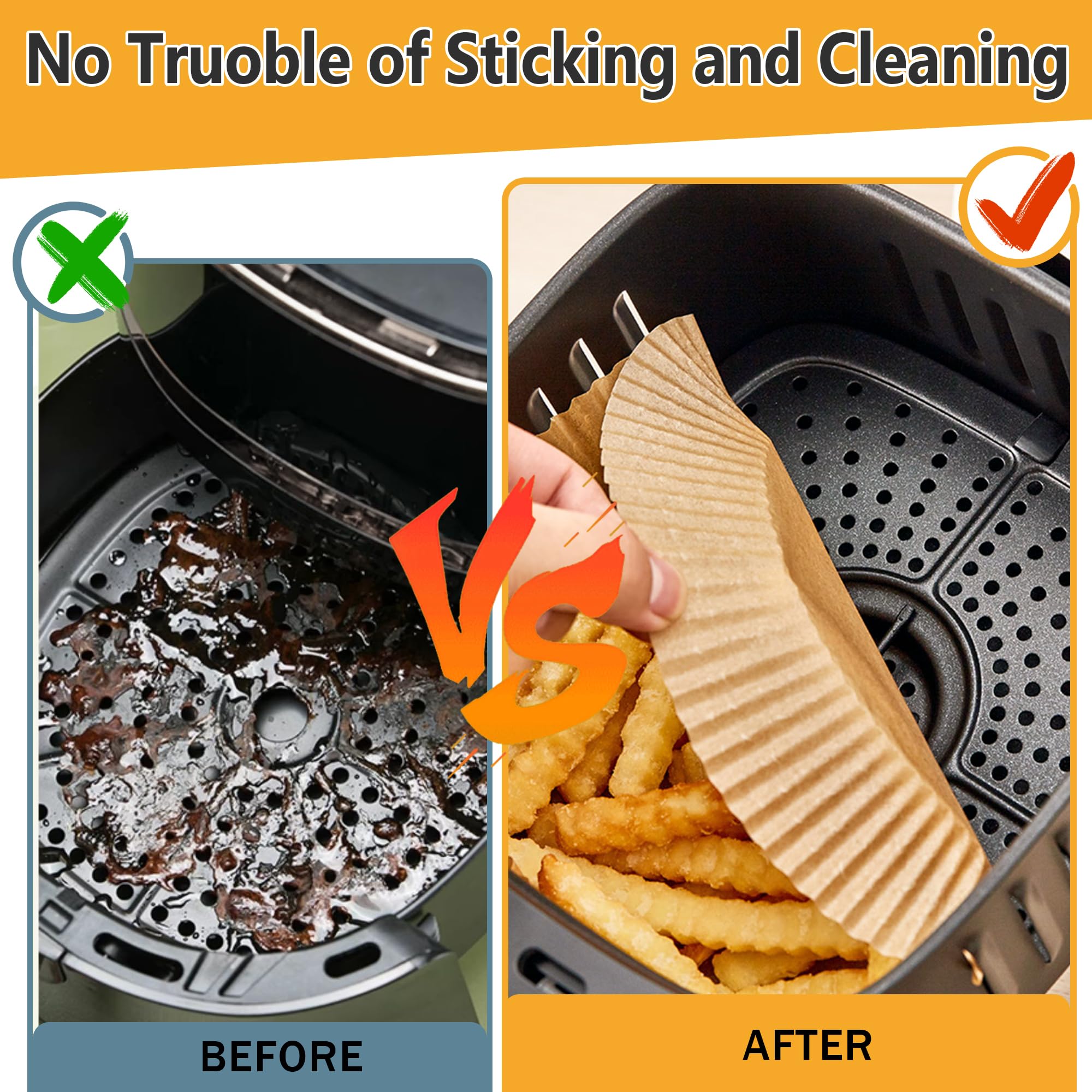 125Pcs Air Fryer Paper Liners - 8 Inch Non-Stick Parchment Paper Rounds for Air Fryer & Microwave | BPA & Bleach Free | Perfect for Cooking, Baking & Reheating Food