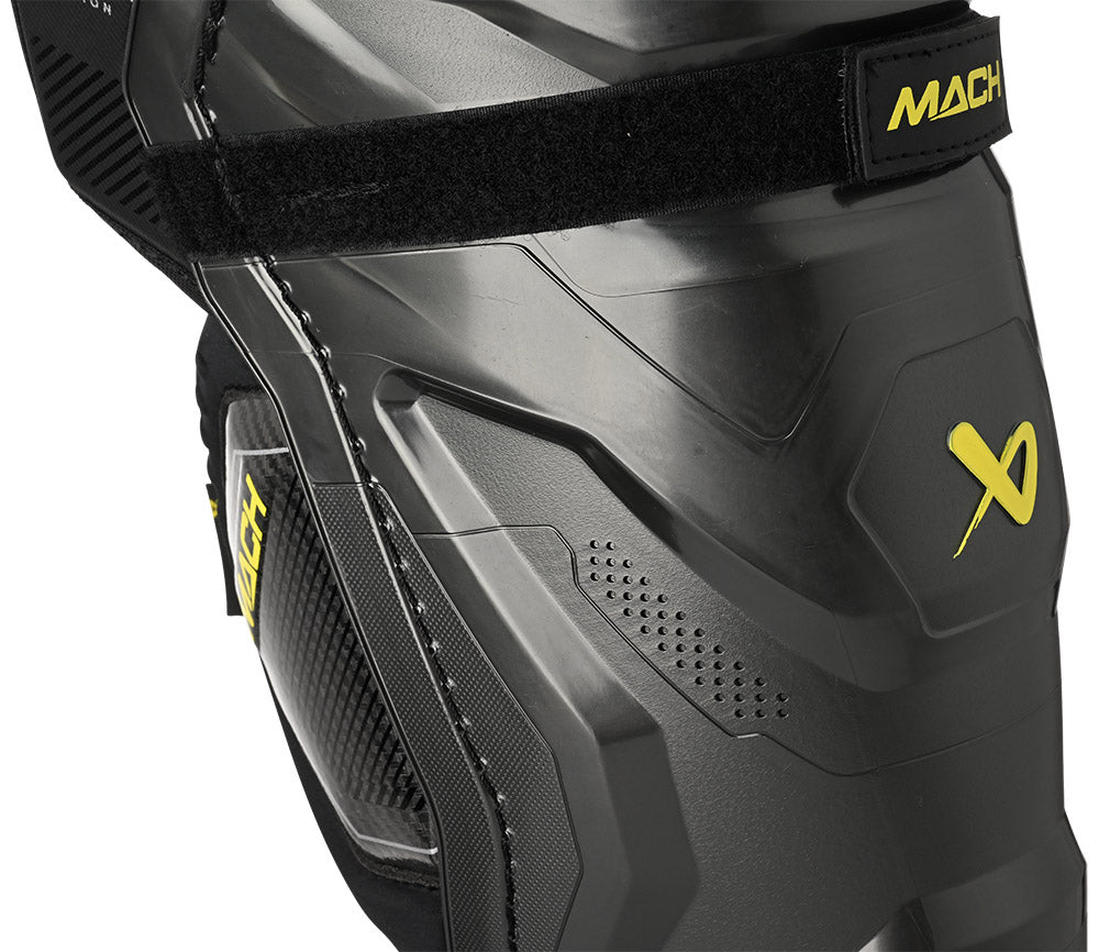 Bauer Supreme Mach Intermediate Ice Hockey Shin Guards - Youth & Adult Protective Gear for Hockey Players - Perfect for Training, Games & Competitive Play