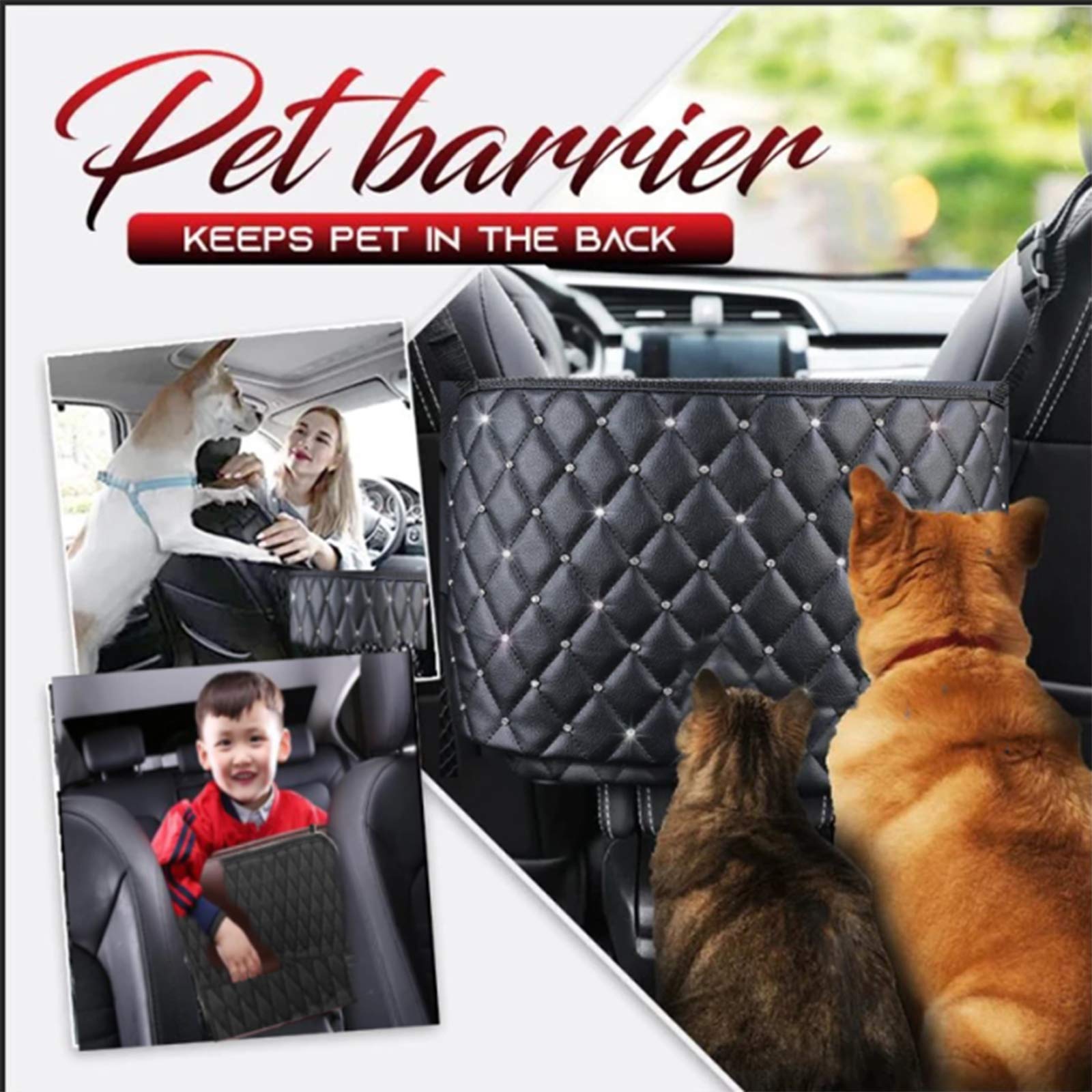 Universal PU Leather Car Seat Organizer - Hanging Handbag & Purse Holder Between Seats, Backseat Storage Net for Kids & Pets - Perfect for Road Trips, Commuting & Family Travel Accessories