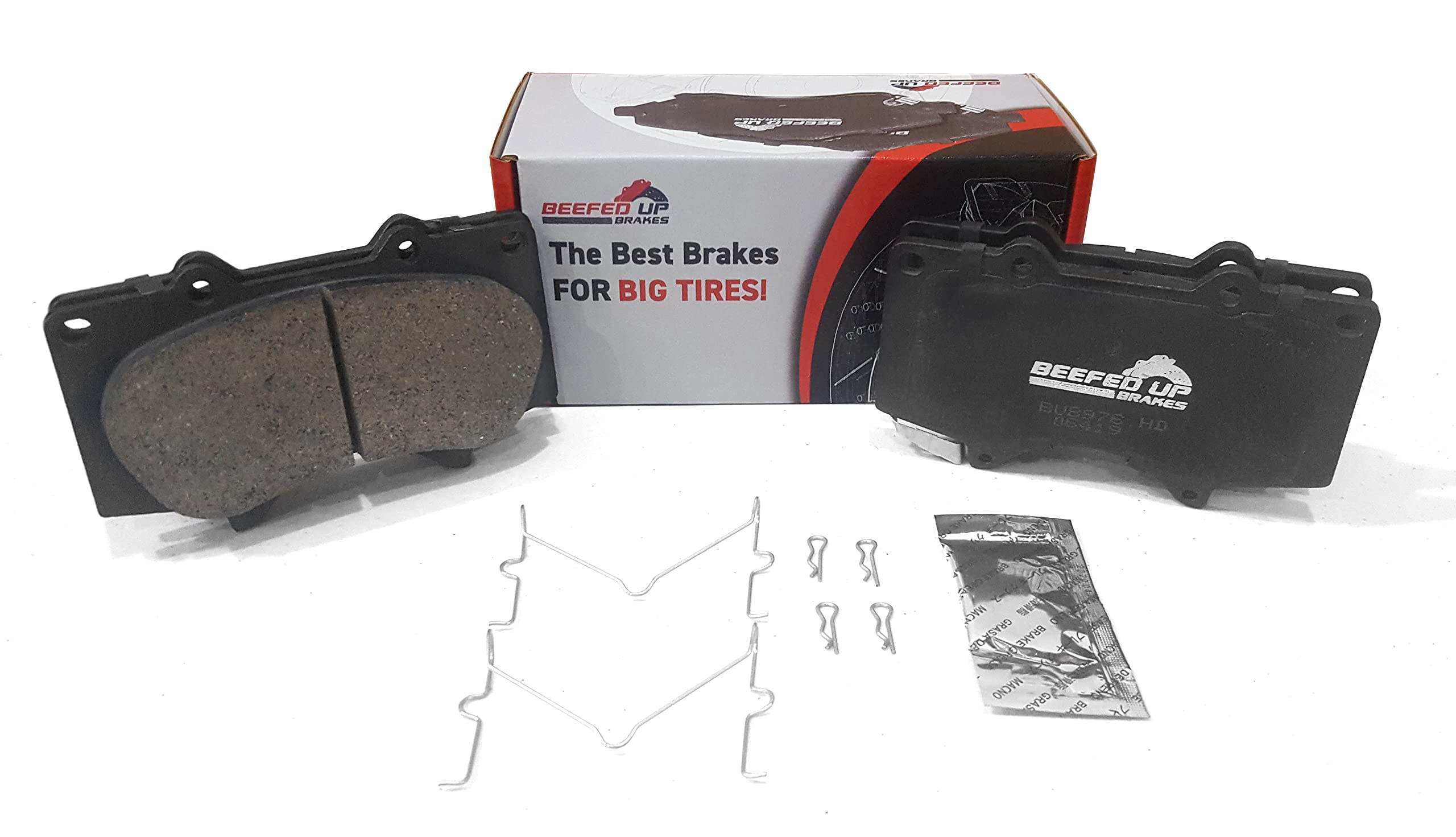 Premium Ceramic Brake Pad Kit with Hardware & Grease - Compatible with 2005-2023 Toyota Tacoma (6 Lug Nut Wheels) | Heavy Duty Front Brake Pads | Smooth Stopping Power for Off-Road & Daily Driving