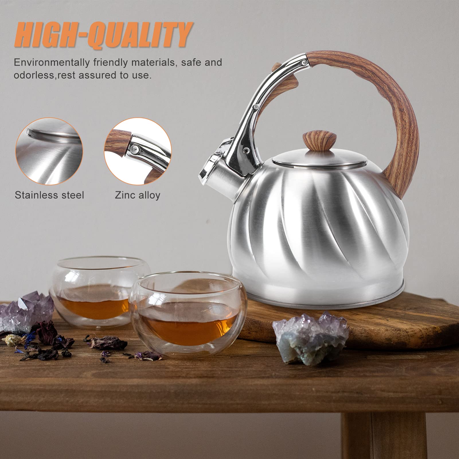 1pc Whistling Tea Kettle - Stainless Steel Stovetop Whistling Teapot with Loud Buzzing Alert, Practical Water Boiling Pot for Kitchen, Perfect for Making Tea, Coffee or Hot Water for Camping & Home Use