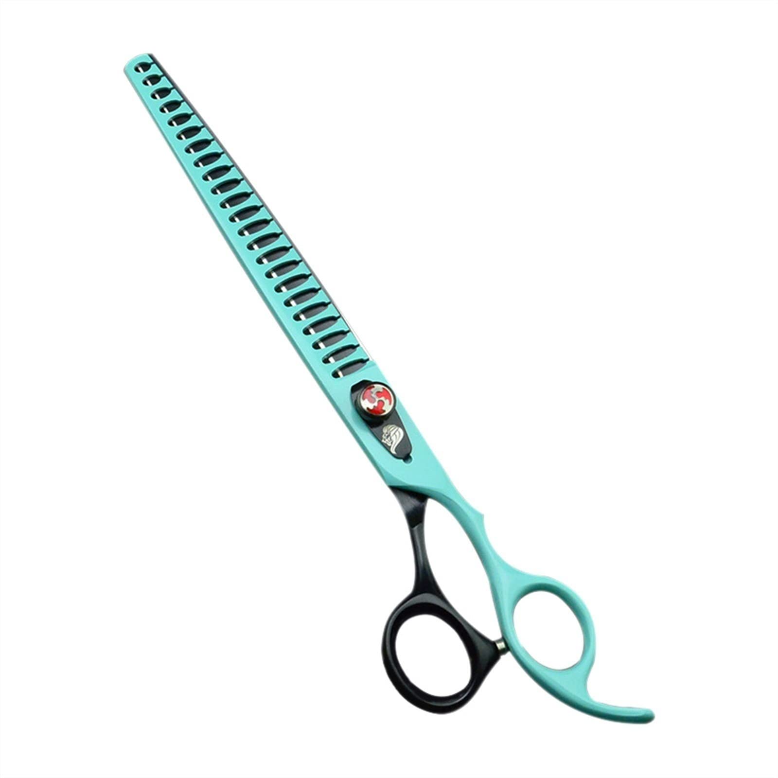 ATRIXU 8 Inch Professional Pet Grooming Scissors - Thinning Shears for Dogs & Cats - Light Green Stainless Steel Chunkers - Perfect for Home Grooming & Professional Use