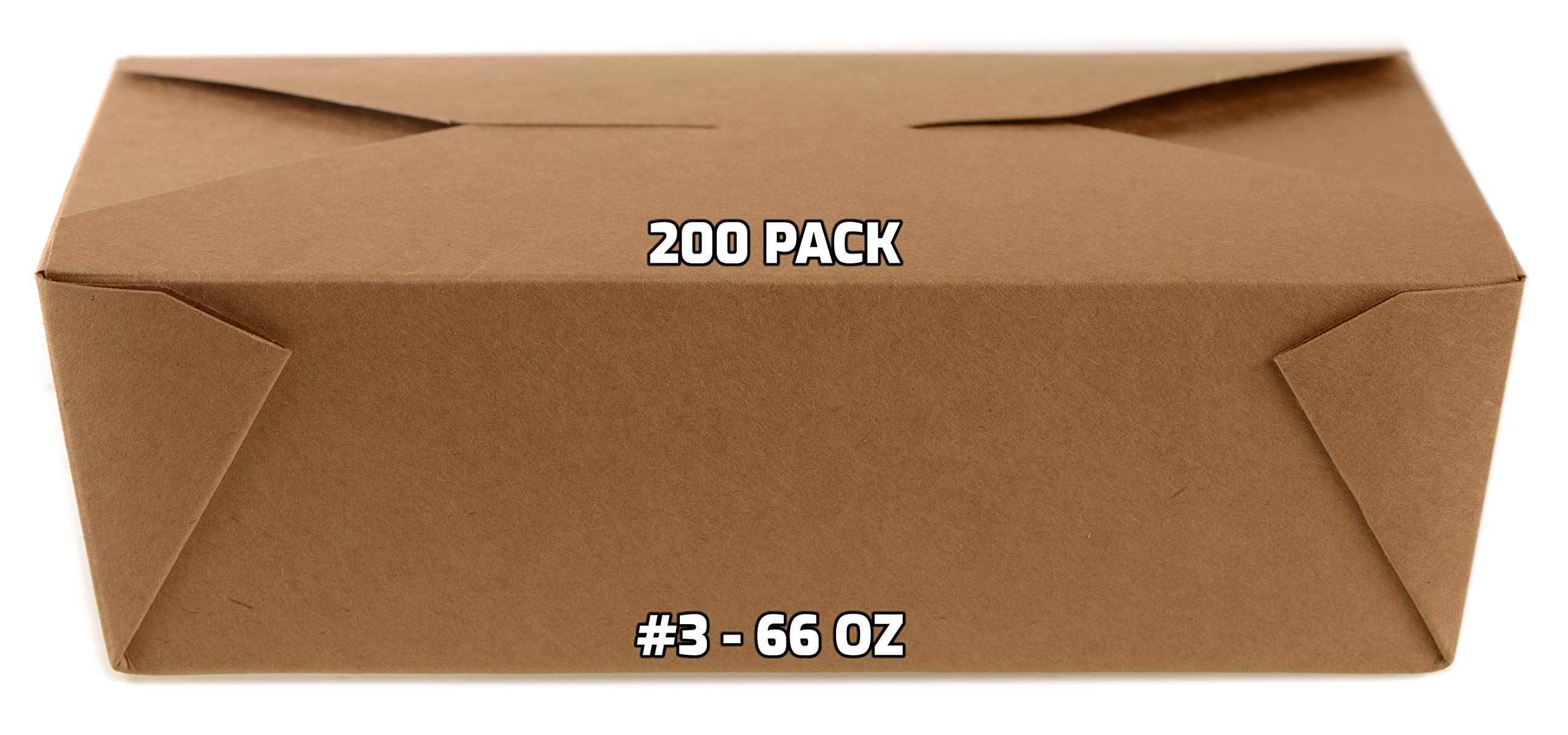 EcoQuality 200 Pack 66 oz Kraft Brown Microwaveable Take Out Food Containers - Leak & Grease Resistant To-Go Boxes for Restaurants, Catering, Food Trucks - Recyclable Lunch Boxes | Perfect for Takeout, Delivery, Picnics & Office Lunches
