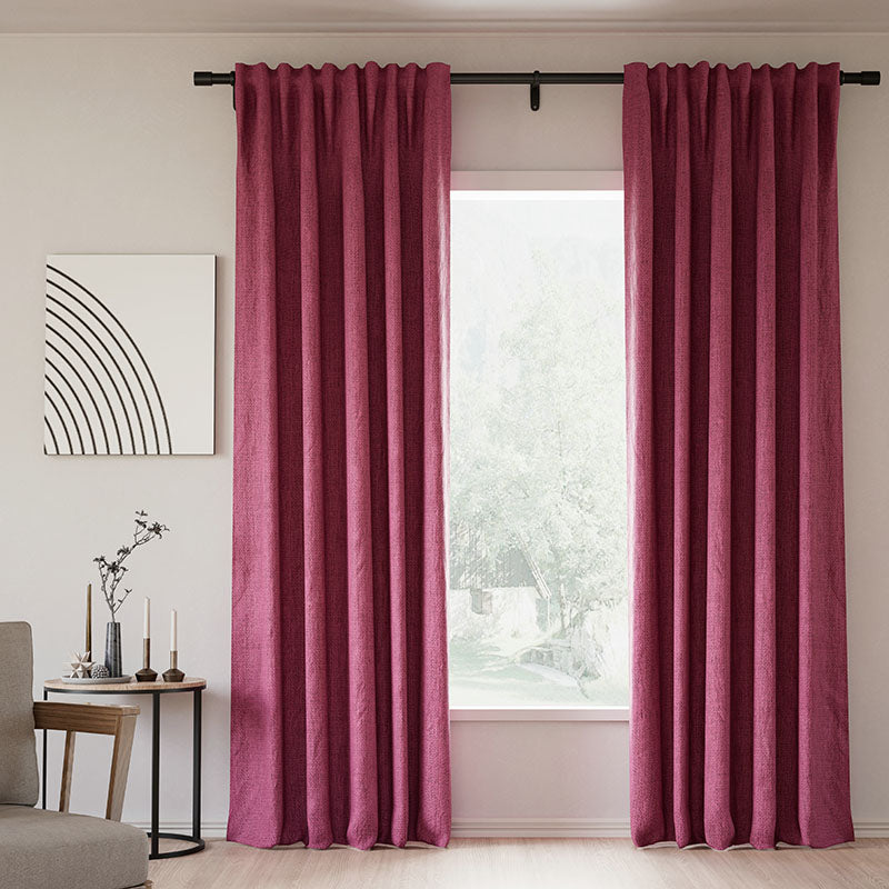 Linen Blackout Curtains with Back Tab - Natural Modern Pale Blue Aqua Custom Drapes for Bedroom & Living Room | Noise Reducing & Thermal Insulated Window Treatments