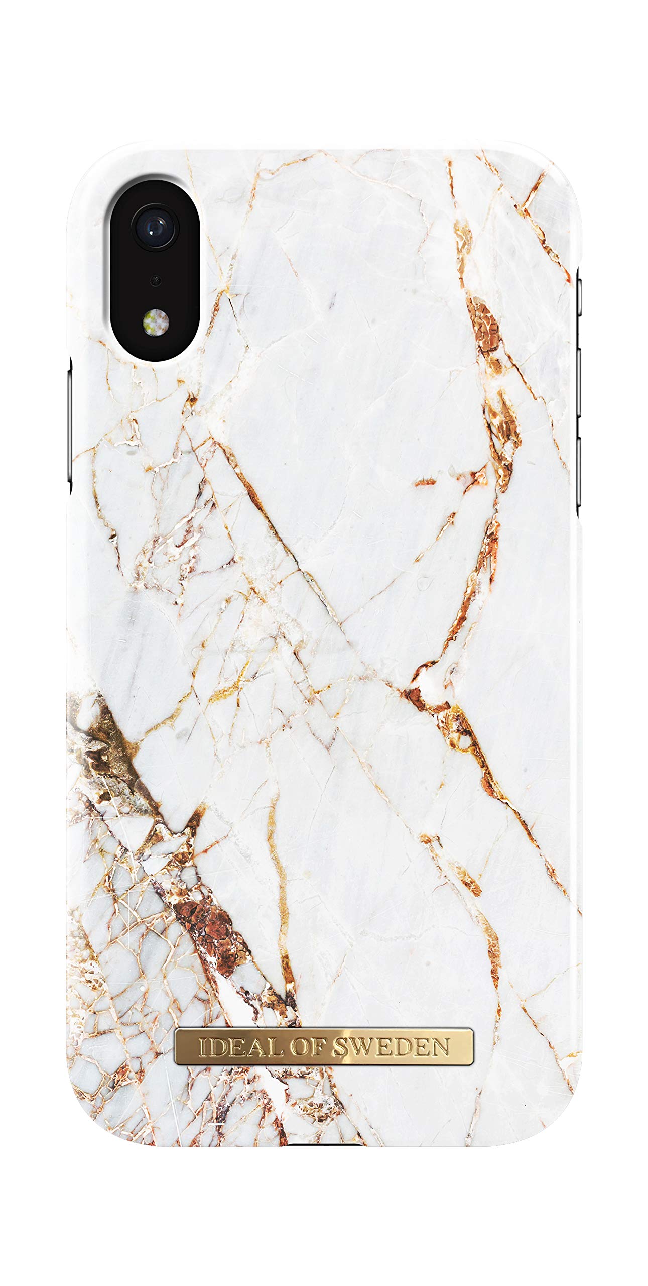 Premium iPhone XR Phone Case with Microfiber Lining - Qi Wireless Charging Compatible, Shockproof Protective Cover in Elegant Carrara Gold | Perfect for Work, Travel & Everyday Use