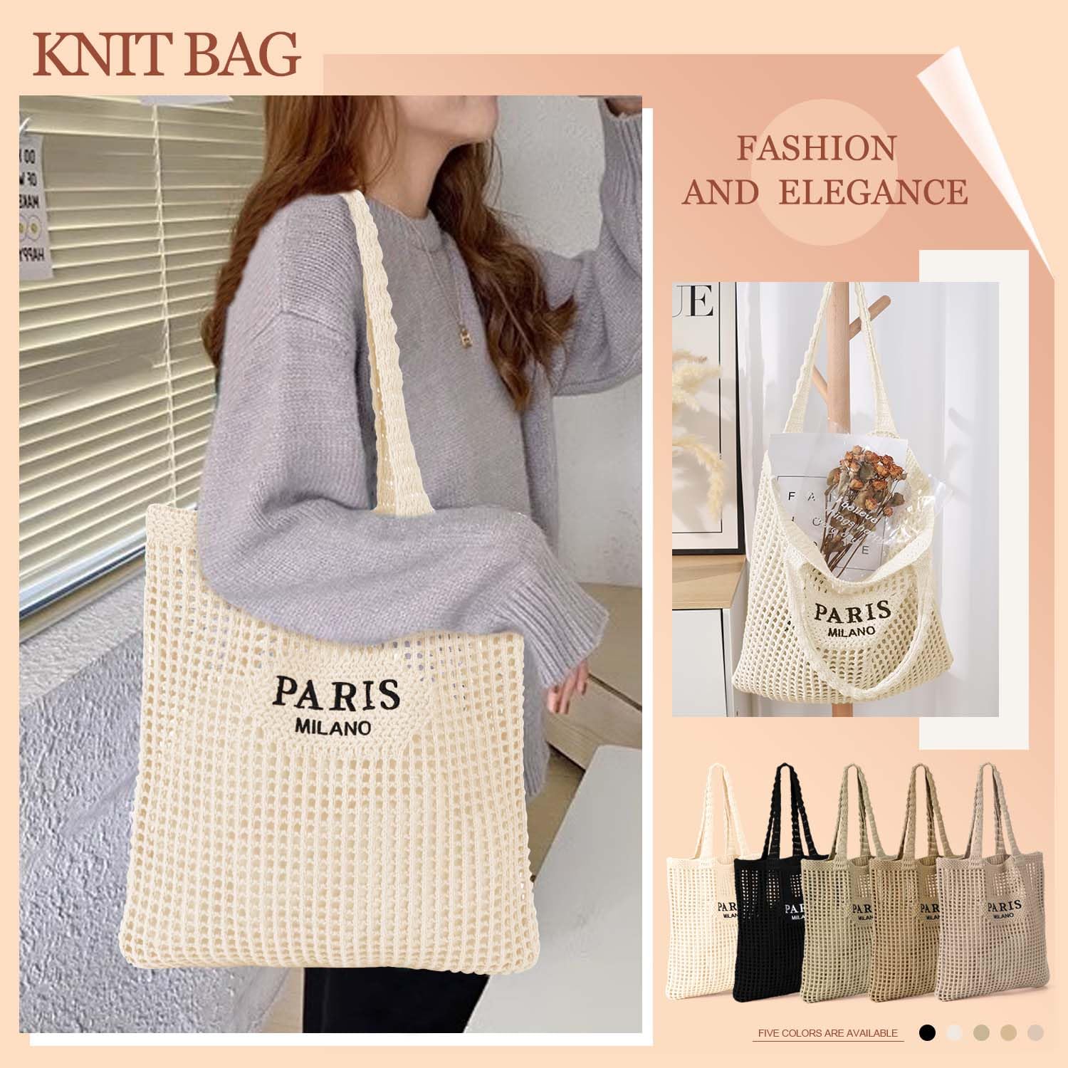 Stylish Ayieyill Crochet Tote Bag for Women - Breathable Mesh Beach Bag, Boho Knit Purse for Summer Vacation, Travel & Shopping | Perfect for Beach Outings, Picnics & Boho Fashion Accessories