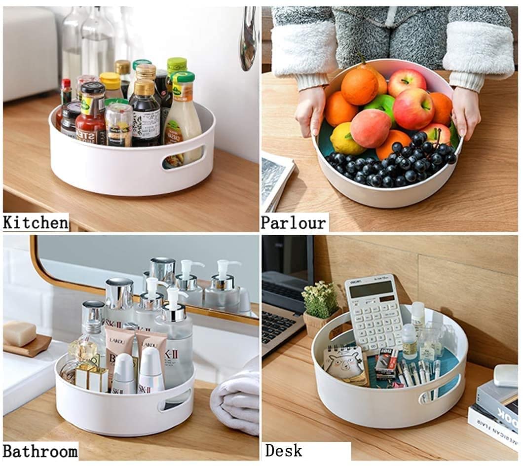 SK Trades 360° Rotating Kitchen Organizer Tray - Multi-Purpose Lazy Susan for Spices, Cosmetics & Pantry Storage | Space-Saving Spice Rack Organizer for Countertop, Cabinet & Bathroom Use
