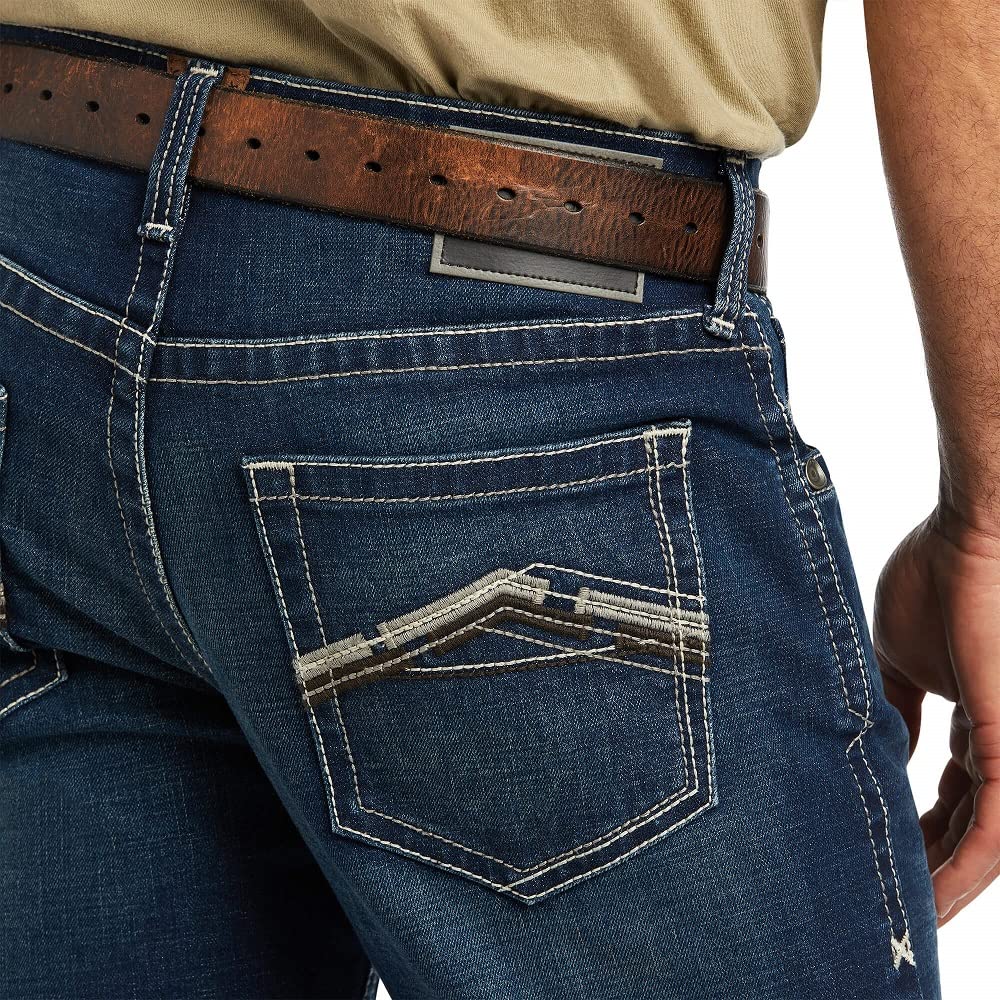 ARIAT Men's M5 Straight Stretch Denim Jeans - Comfortable Stackable Straight Leg Fit for Work, Casual & Outdoor Activities