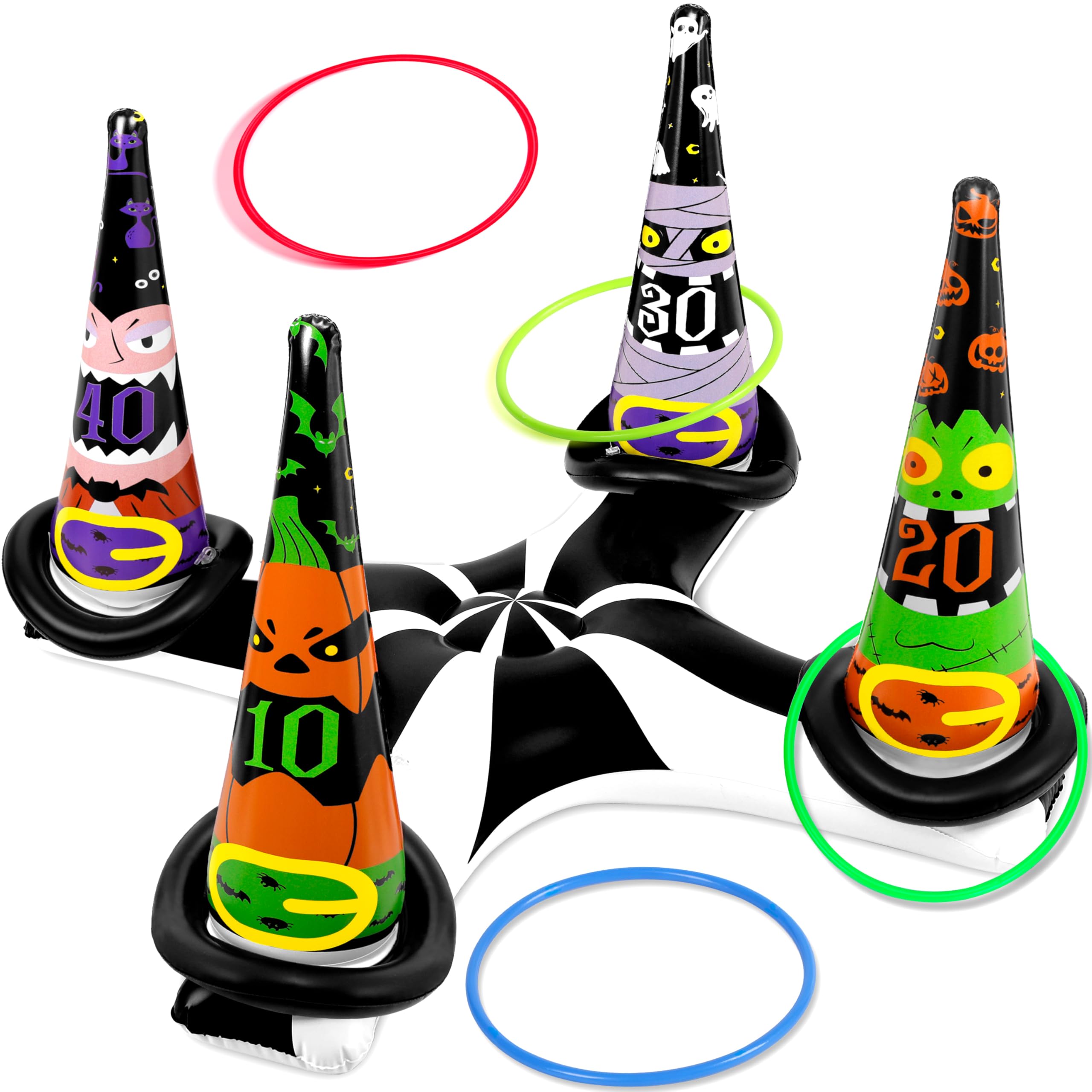 The Enchanted Halloween Night with Shine Inflatable Witch Hat Ring Toss Game