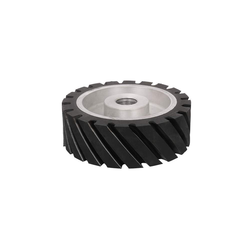 6 Inch Serrated Rubber Contact Wheel for Belt Grinders - 1 Inch Aluminum Center Hole - Durable Belt Sander Accessory for Metalworking, Woodworking & Knife Sharpening