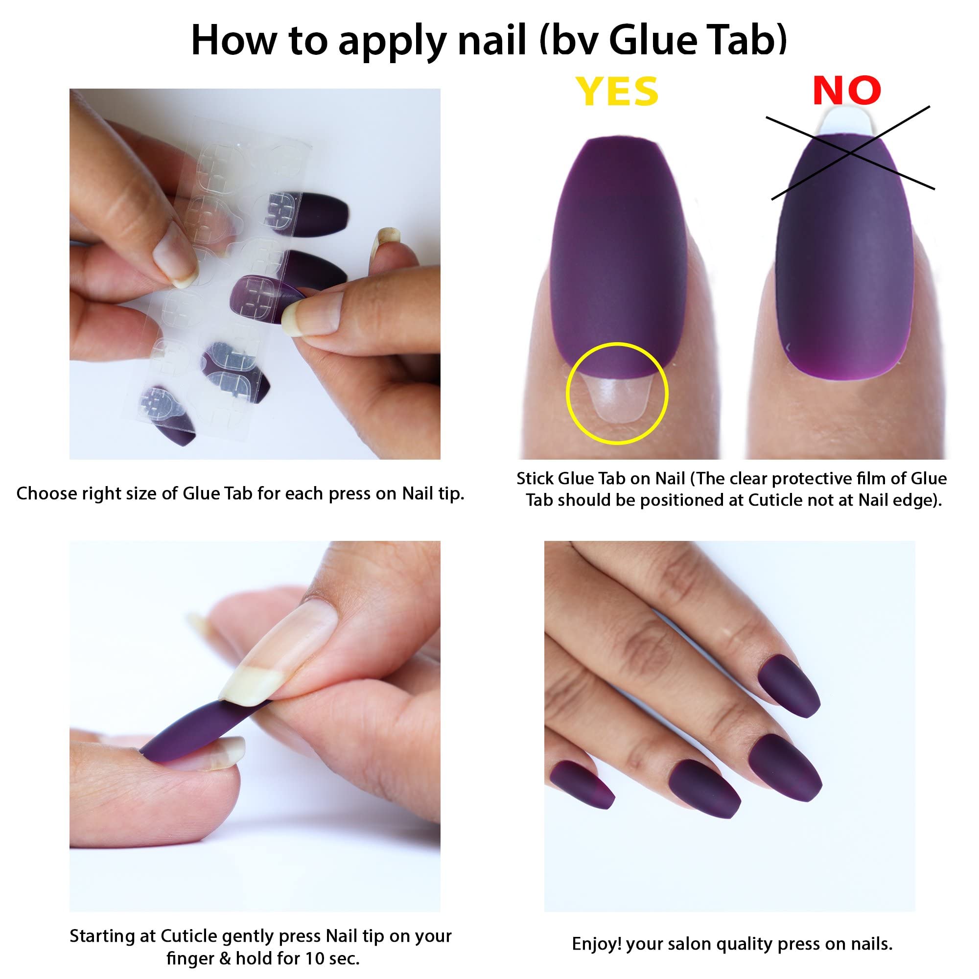 Beromt 12-Piece Matte Acrylic False Nails Set with Nail Glue & Nail Art Kit - 414 | Perfect for Salon, Home Manicure, Parties & Special Occasions