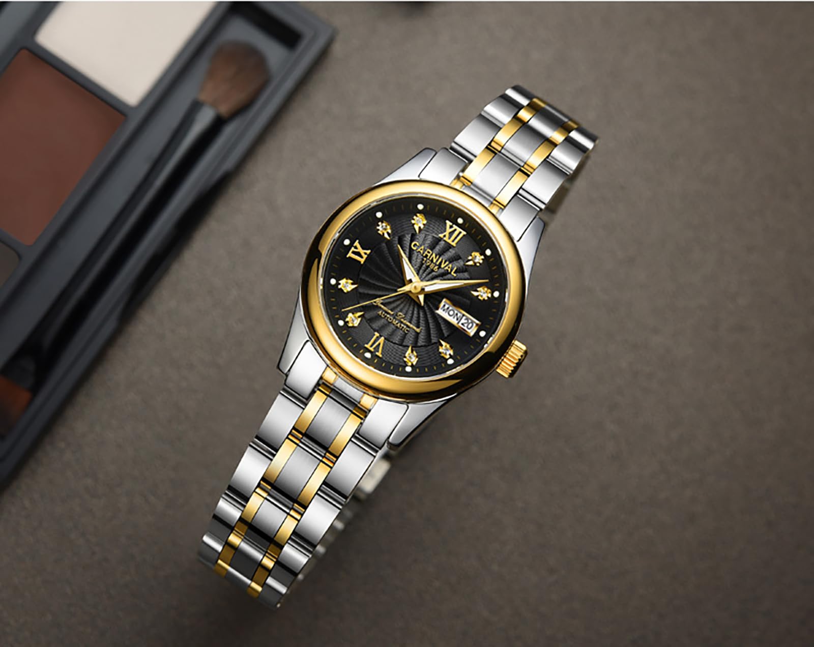 MASTOP Women's Luxury Automatic Mechanical Watch - Stainless Steel Band, Waterproof, Diamond Accents - Perfect for Business, Party & Everyday Wear