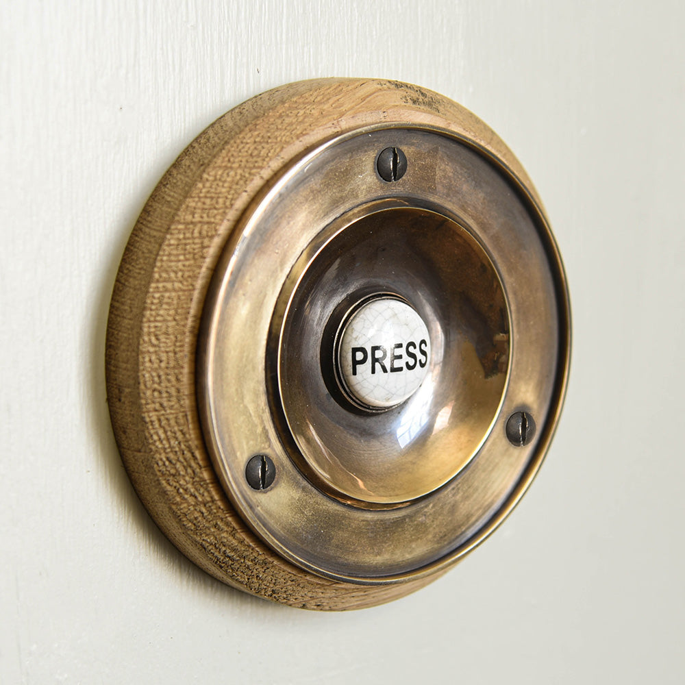 Vintage Antique Brass Foley Bell Press - Handcrafted Doorbell for Classic Home Decor & Victorian Style Houses | Perfect for Entryways, Porches & Historic Restorations