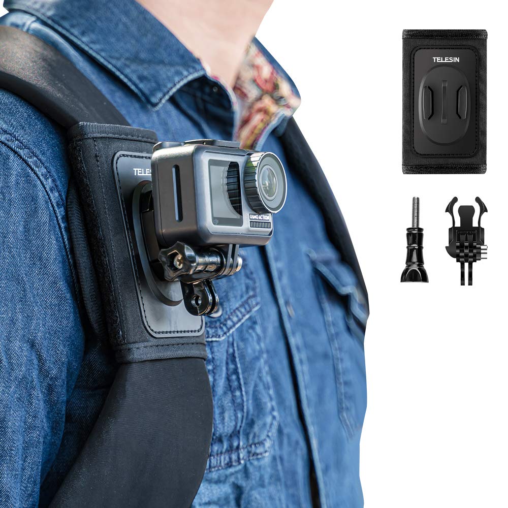 OAHU Adjustable Camera Backpack Strap Mount - Compatible with GoPro Hero/Fusion/Session, Polaroid, Xiaomi Yi, SJCAM - Shoulder Pad & Strap Holder for Action Cameras - Perfect for Hiking, Travel & Outdoor Adventures