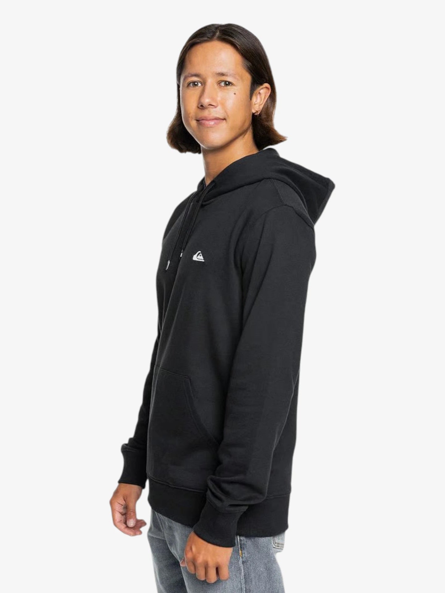 Quiksilver Men's Basic Black Hoodie - Comfortable & Stylish Pullover for Casual Wear, Gym, and Outdoor Activities