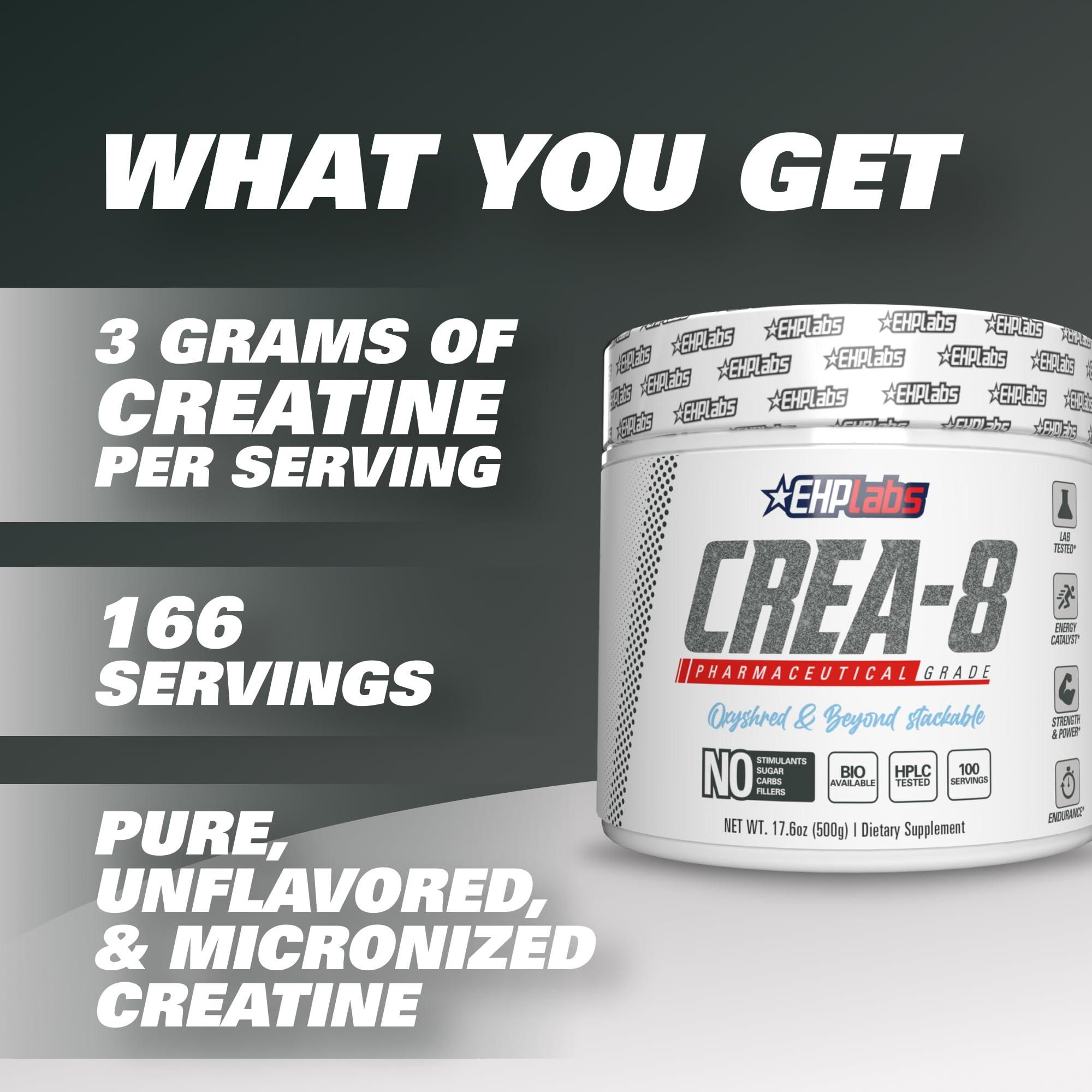 EHP Labs Pure Creatine Monohydrate Powder 500g - Premium Muscle Building Supplement for Athletes & Bodybuilders - Supports Strength, Endurance & Recovery - Ideal for Pre/Post Workout & Fitness Training