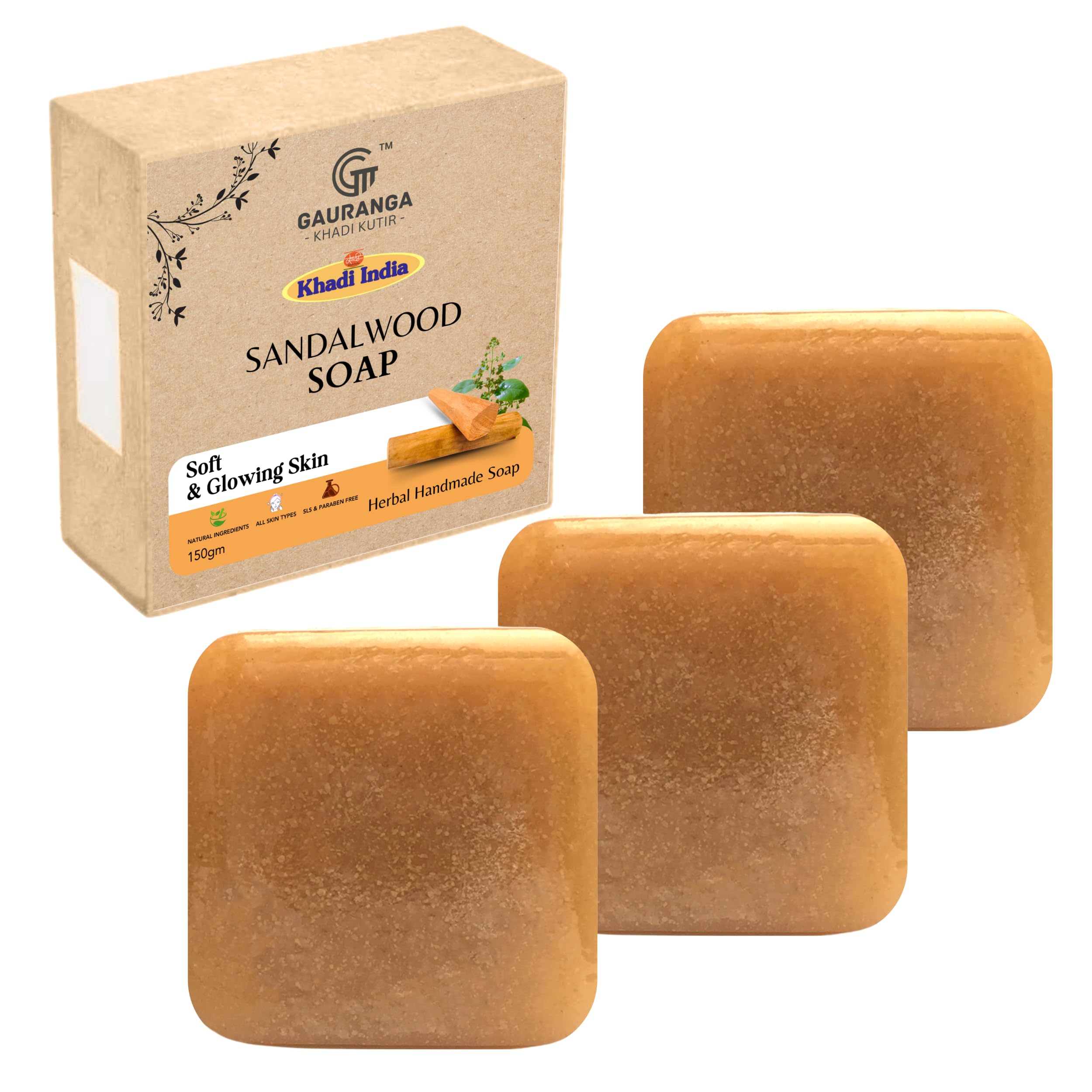Khadi Haldi Chandan Soap - 150g (Pack of 3) | Natural Handmade Ayurvedic Soap for Face & Body | Exfoliating, Detan, Detox, Acne & Dark Spot Treatment | Ideal for Daily Skincare & Spa Routine