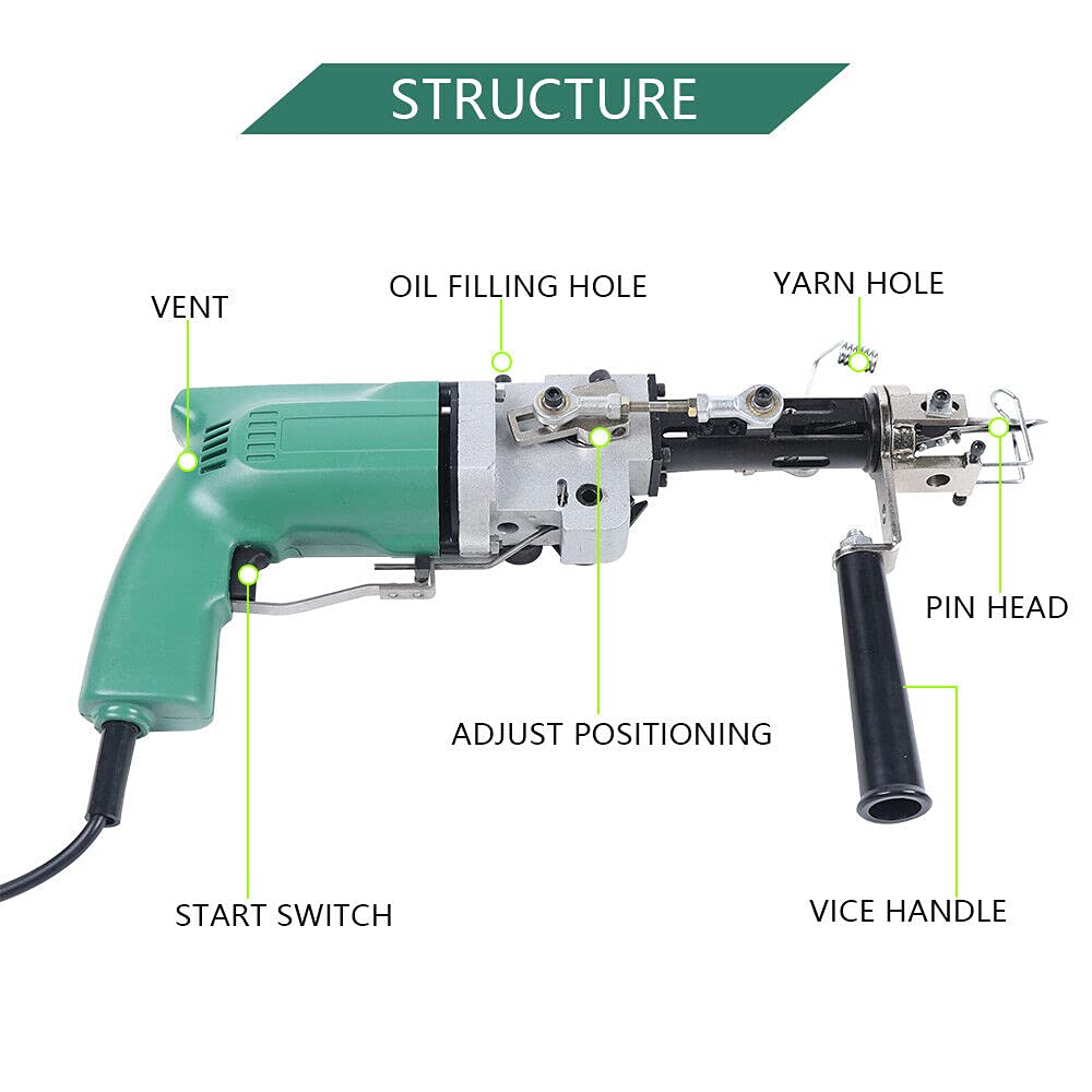 DNYSYSJ Electric Rug Tufting Gun Machine - 2 in 1 Industrial Cut Pile & Loop Pile Carpet Tufting Tool, Handheld High Speed Carpet Weaving Flocking Gun (220V) for DIY Home Decor, Craft Projects, and Professional Rug Making