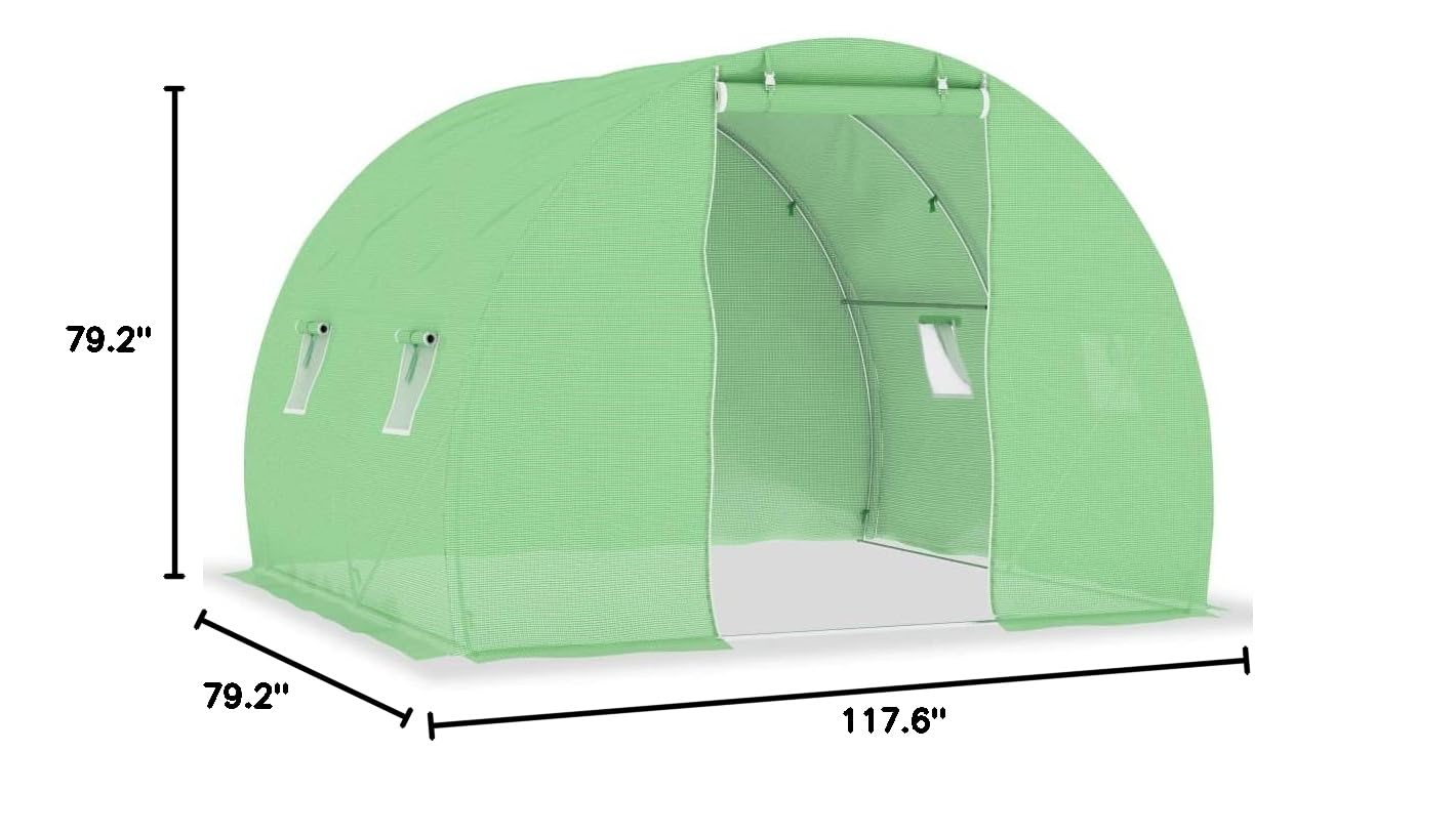 Heavy Duty Walk-in Greenhouse for Outdoor Gardening - Large 64.6 ft² Steel Frame Tunnel Greenhouse (9.8'x6.6'x6.6') - Perfect for Growing Vegetables, Flowers & Plants All Year Round