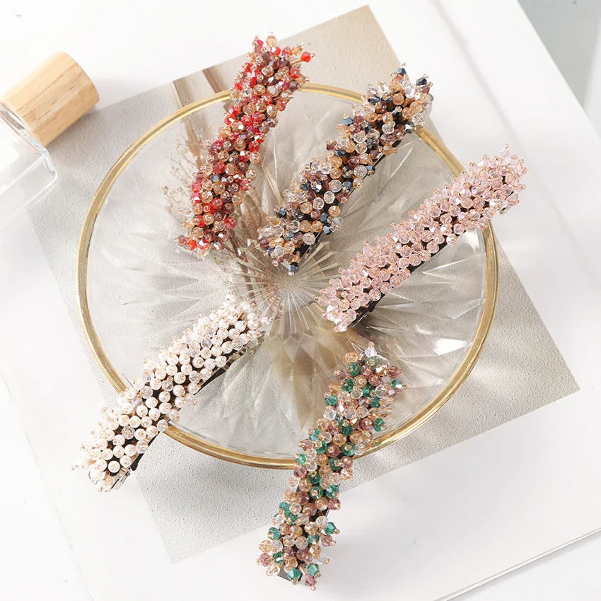 Sparkling Rhinestone Pearl Hair Clip Headband - Elegant Bridal Hair Accessories for Weddings, Parties & Special Occasions