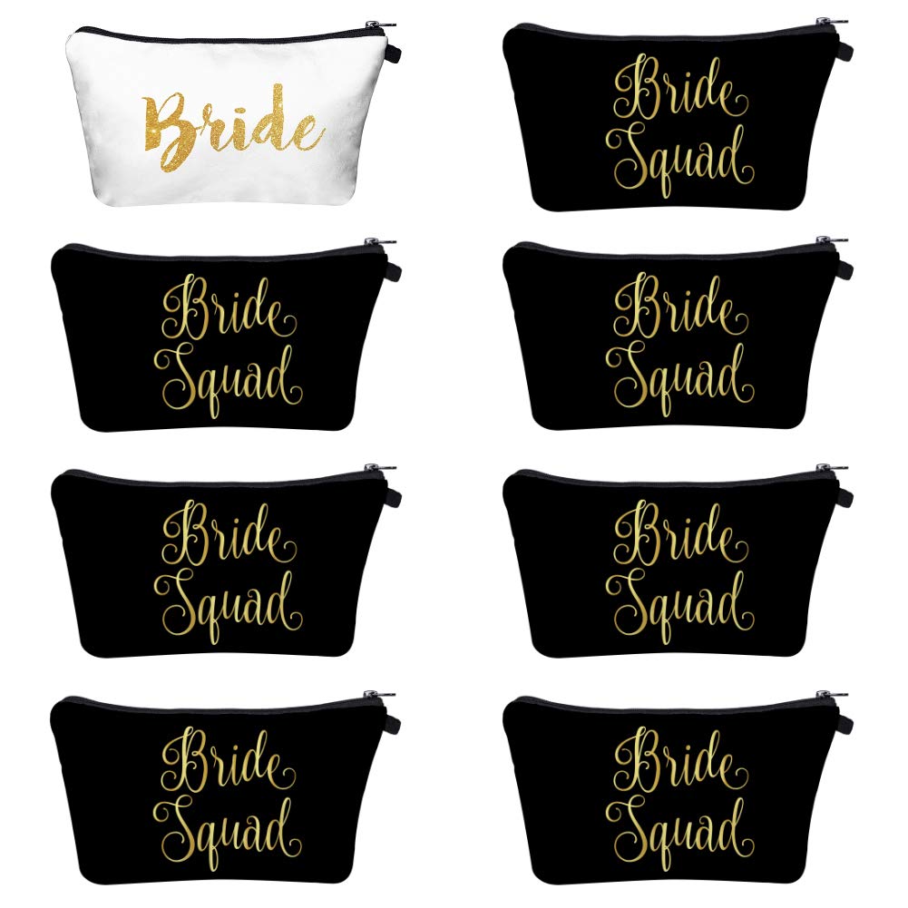 TriBride Bride Tribe Team Bride Makeup Bag - Pink Bridal Shower Cosmetic & Toiletry Bag for Bridesmaid Proposal Gifts, Wedding Party Accessories - Perfect for Bachelorette Parties, Honeymoon Travel & Bridal Showers