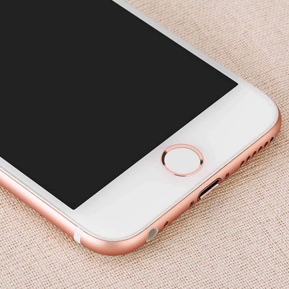 Mikikit Universal Phone Home Button Stickers - White with Rose Metal Finish | Compatible with Most Smartphones for Fingerprint Recognition | Perfect for Screen Protection & Stylish Phone Customization