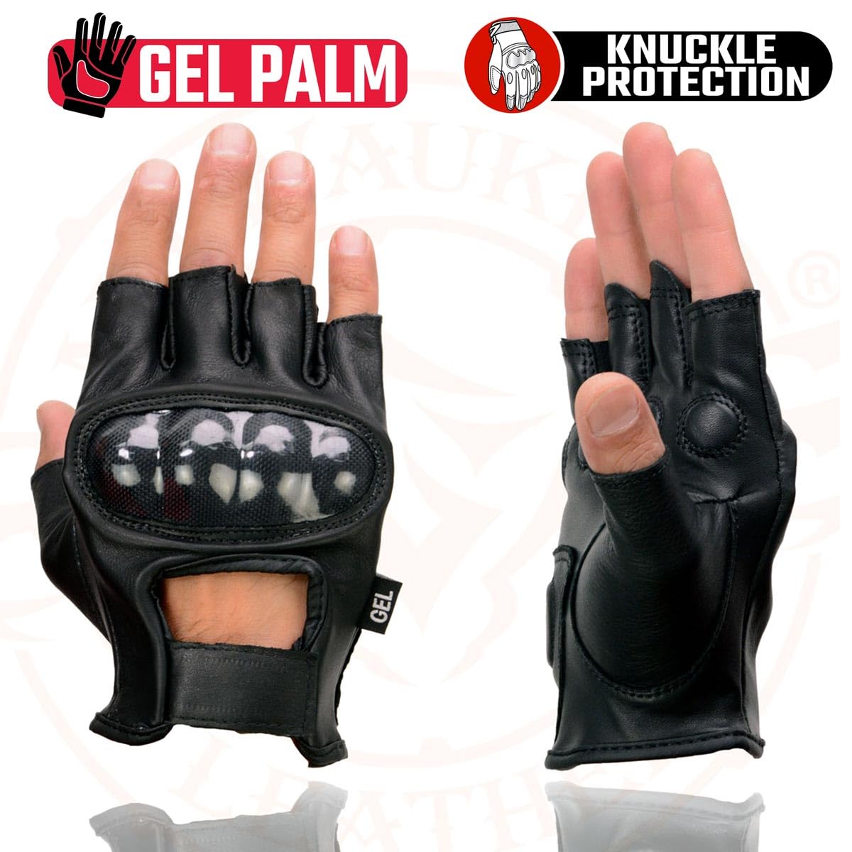 Milwaukee Leather Men's Fingerless Gloves - Premium Biker Gloves for Motorcycle Riding, Cycling & Outdoor Activities - Touchscreen Compatible Work Gloves for Cold Weather Protection