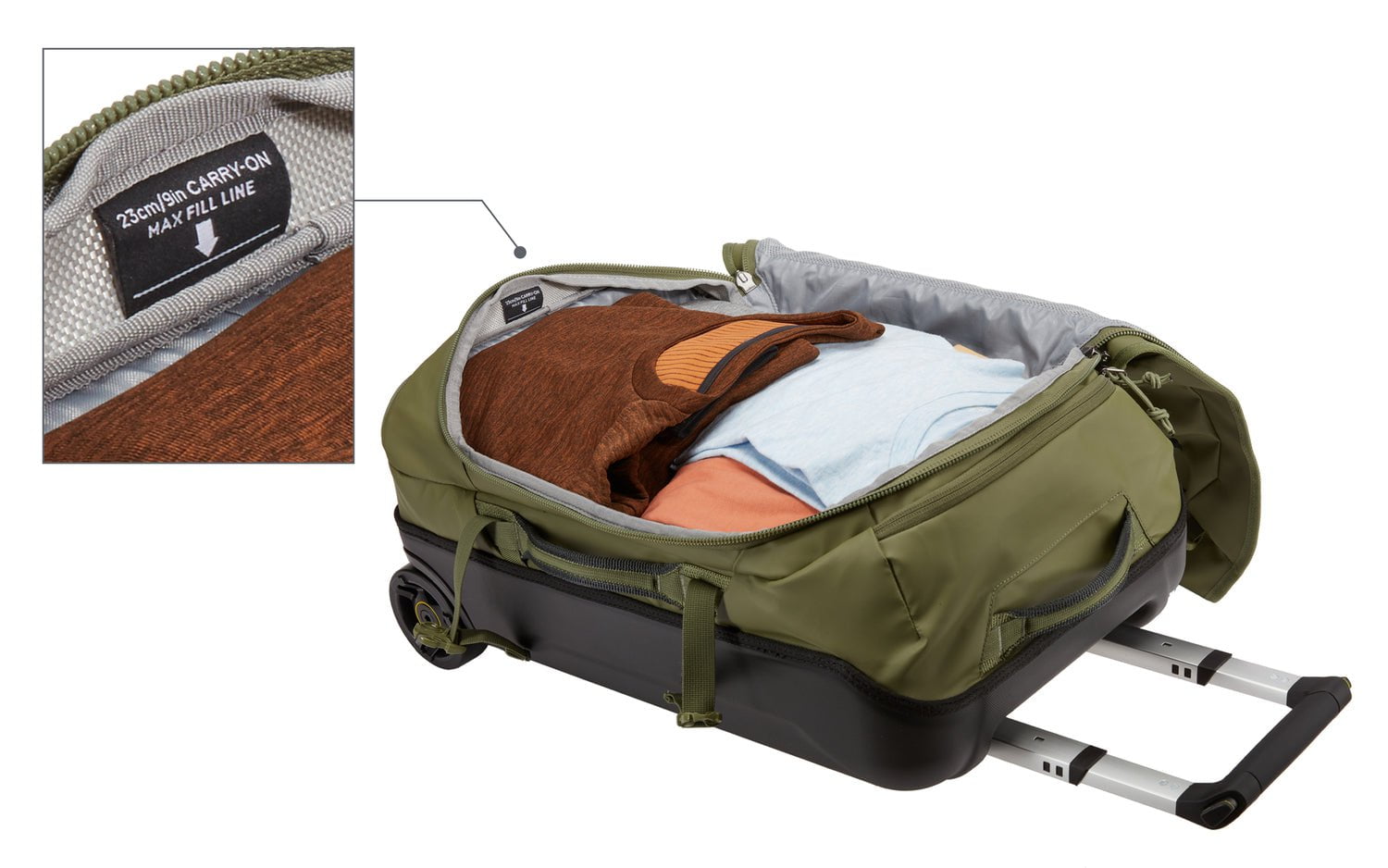 Thule Chasm 40L Wheeled Duffel Bag - Lightweight Carry-On Luggage for Travel, Durable Rolling Duffel with Spacious Storage, Perfect for Airplane, Road Trips & Outdoor Adventures (Olivine Green)