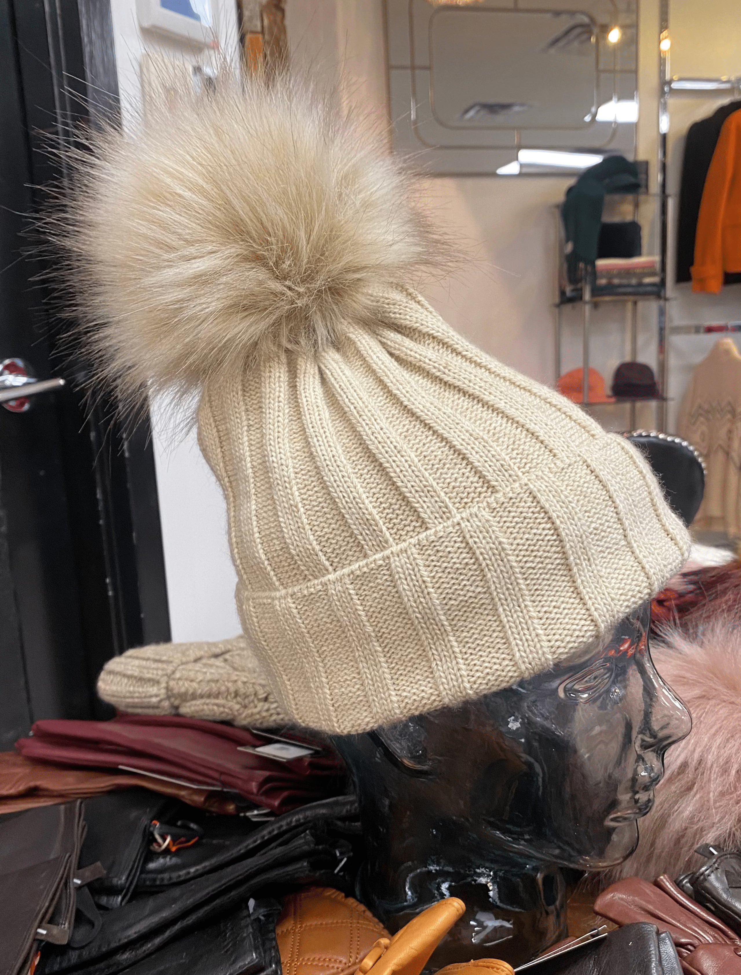 Cozy Knit Fleece Lined Pom Pom Winter Beanie Hat for Women - Warm Soft Cuffed Knit Hat for Cold Weather, Outdoor Activities & Fashion Accessories