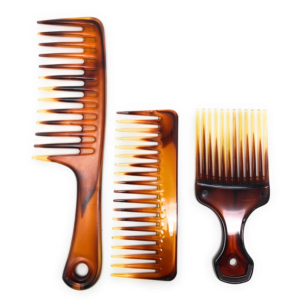 Scalpmaster Comb Set - 3-Piece Detangling Combs with Handles for Wet & Dry Hair | Perfect for Styling, Detangling & Gentle Hair Care at Home or Salon