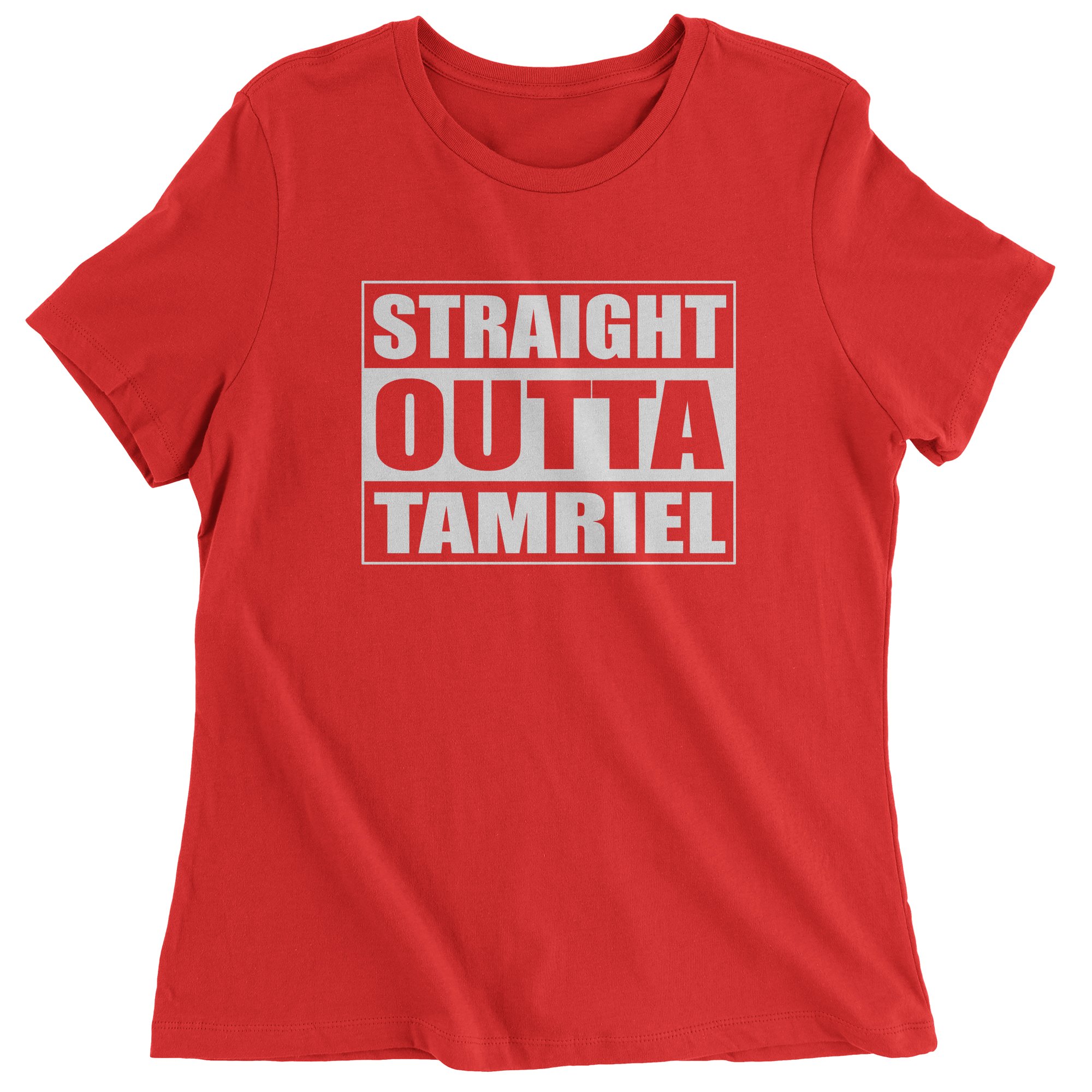 FerociTees Women's Straight Outta Tamriel Gamer T-Shirt | Comfortable Cotton Tee for Gaming Fans | Perfect for Cosplay, Conventions & Casual Wear