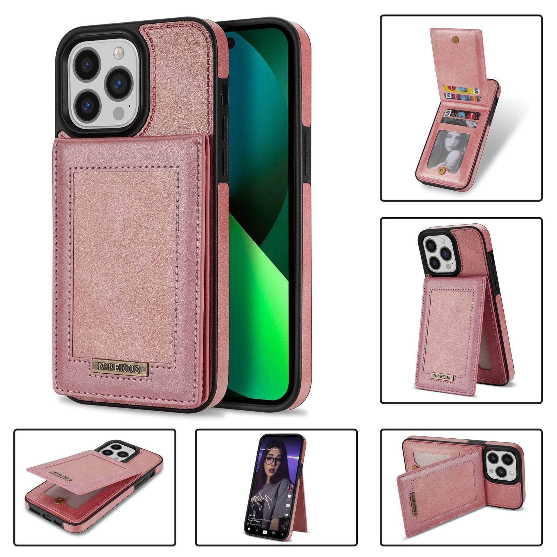 Premium Vegan Leather iPhone 14 Pro Wallet Case with 3 Card Slots - Slim Protective Cover for Everyday Use & Travel Essentials