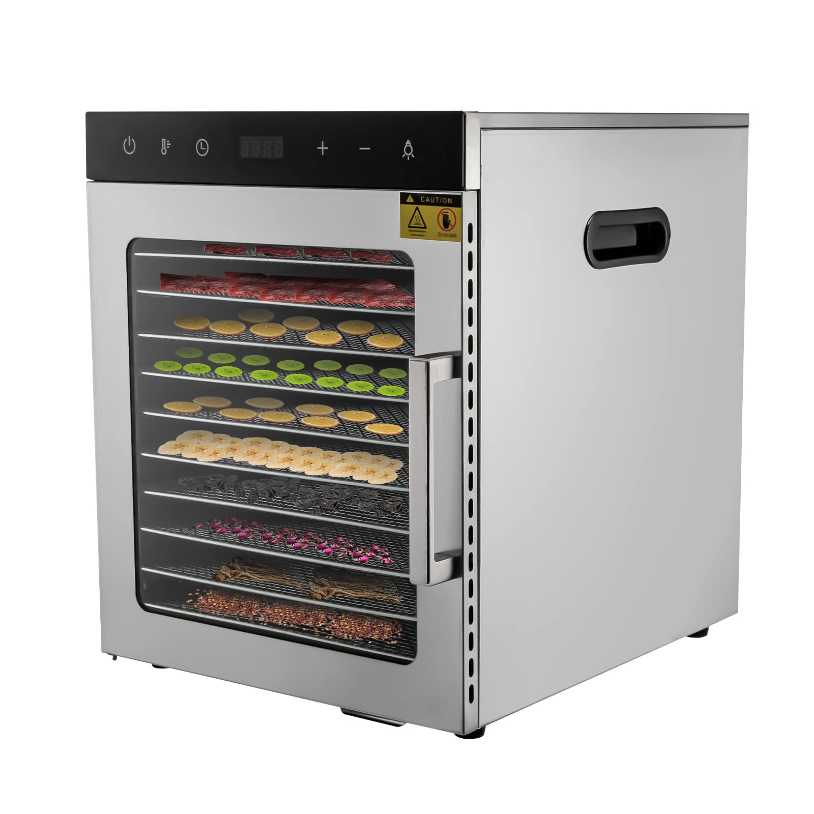 Commercial Food Dehydrator Machine - 10 Stainless Steel Trays with Adjustable Timer & Temperature Control - Perfect for Drying Fruits, Meat, Beef Jerky, Herbs - Ideal for Home Kitchens, Restaurants & Food Preservation Businesses