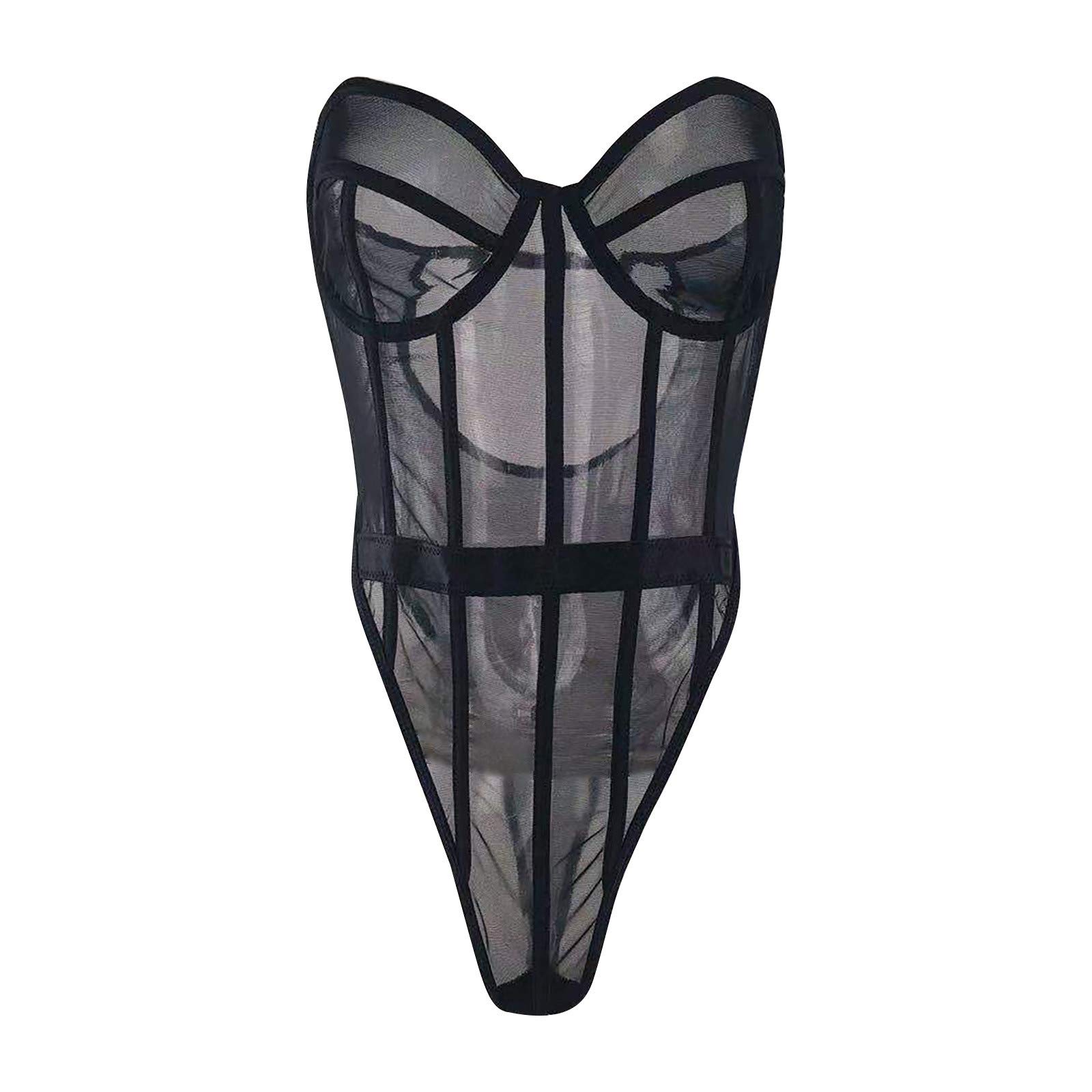 CofeeMO Women's Black Lingerie - Sexy See-Through One Piece Bodysuit & Babydoll for Romantic Nights, Boudoir Photography, and Special Occasions