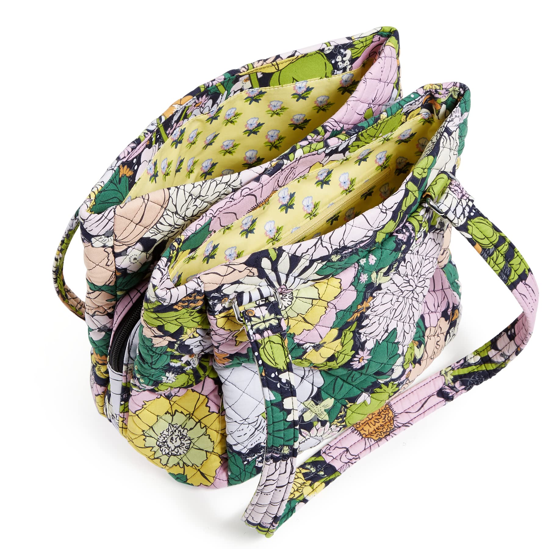 Vera Bradley Women's Cotton Multi-Compartment Shoulder Bag - Stylish Satchel Purse for Work, Travel & Everyday Use