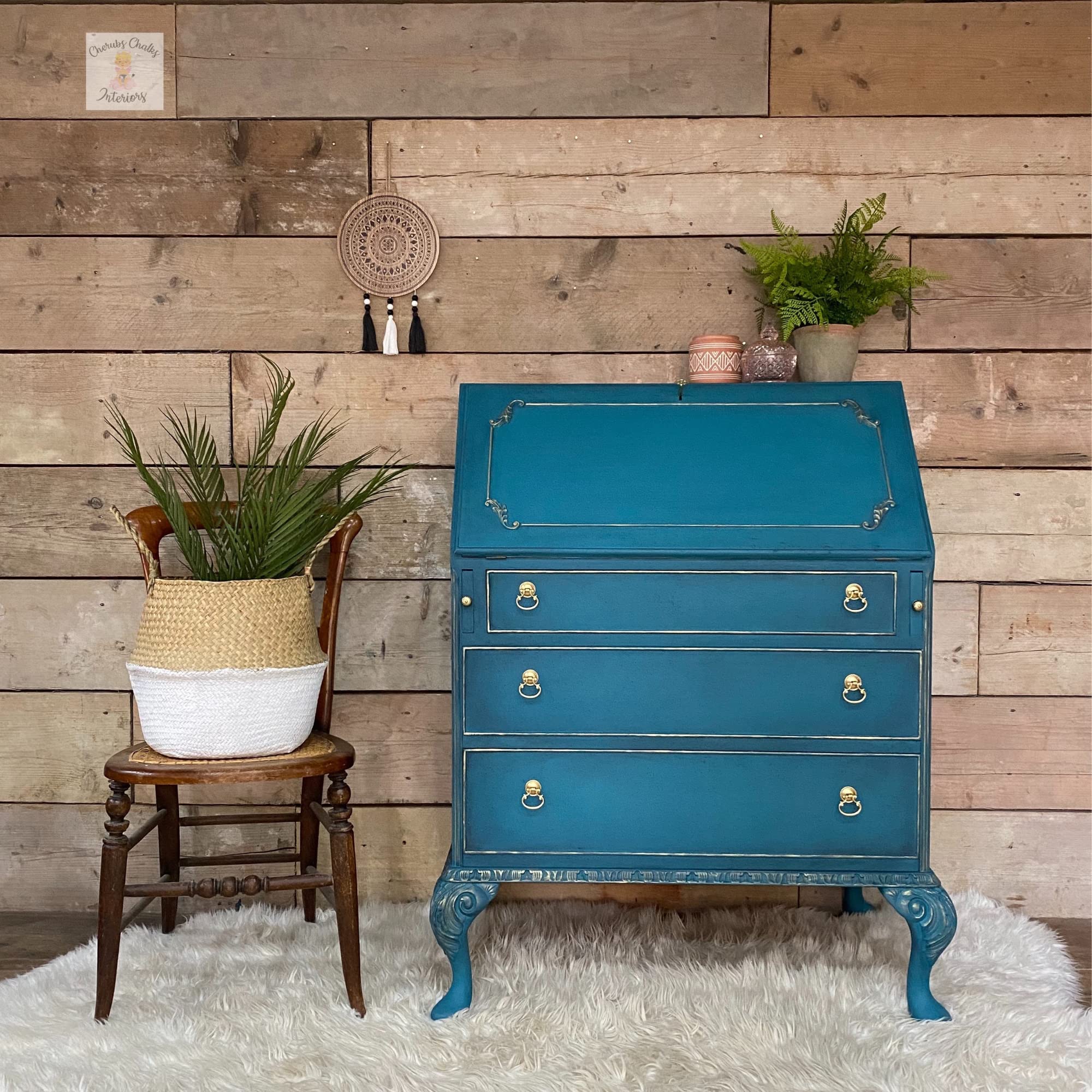 Dixie Belle Chalk Mineral Paint - Antebellum Blue (16oz) | Matte Dark Teal Furniture Paint for DIY Projects | Perfect for Upcycling, Cabinets, Dressers & Home Decor
