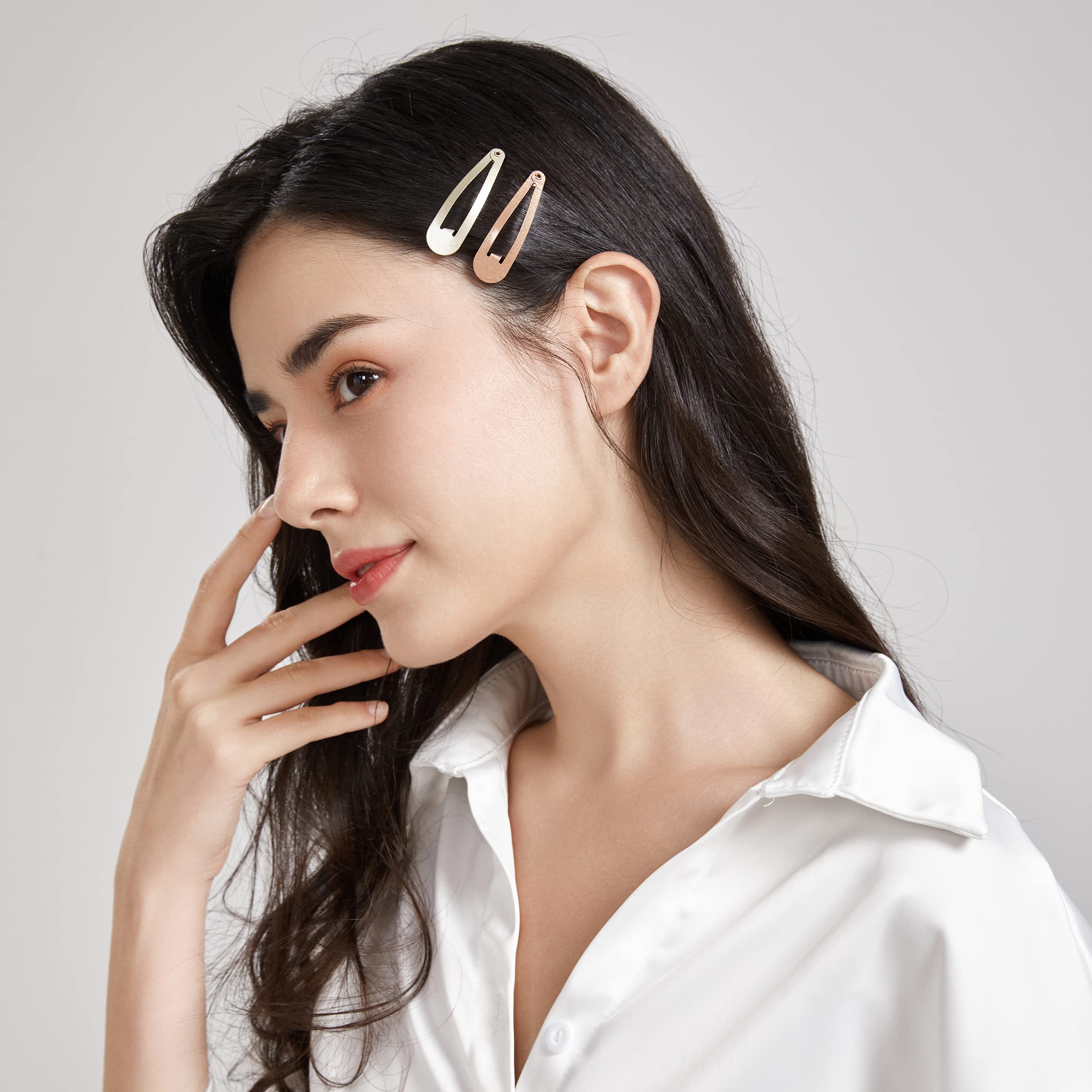 Dofash 20Pcs Metal Snap Hair Clips for Women - 5cm/2in Brown Hair Accessories for Styling & Updos