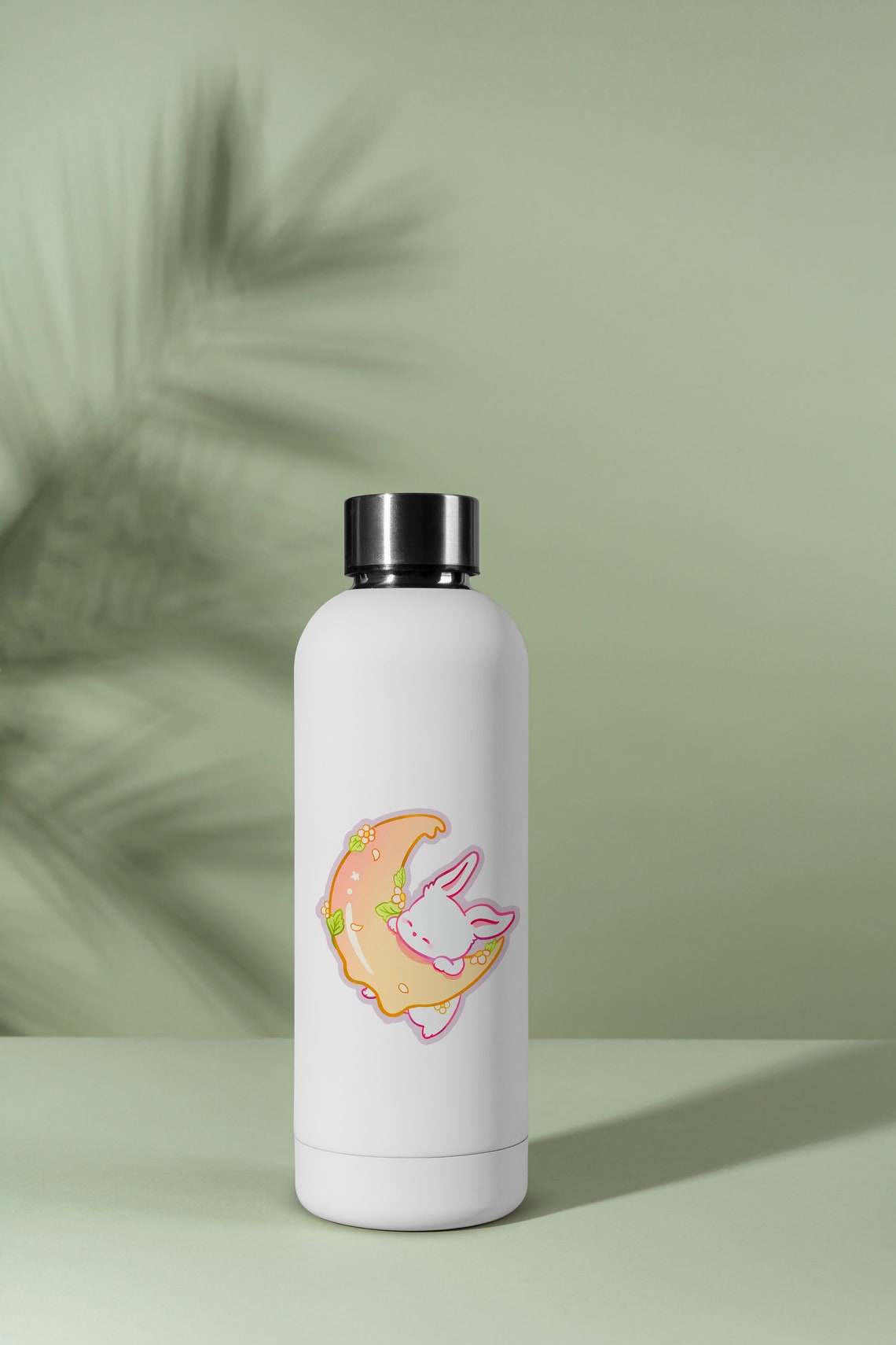 Bunny Melting Moon Sticker - Cute Rabbit Vinyl Decal for Laptops, Water Bottles & DIY Crafts - Perfect for Scrapbooking, Journals & Room Decor