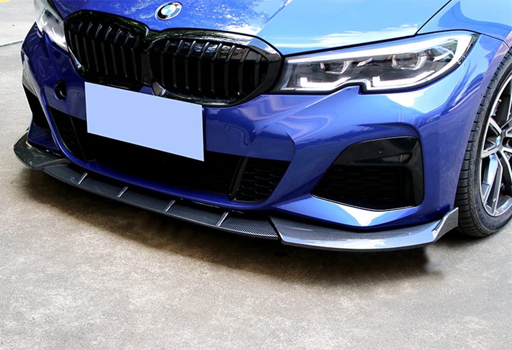 3-Piece Front Bumper Lip Spoiler for 2019-2020 BMW 3-Series G20 (M-Sport Bumper Only) | Glossy Carbon Fiber ABS Body Kit | Enhanced Aerodynamics & Sporty Styling | Perfect for Car Enthusiasts & Street Racing