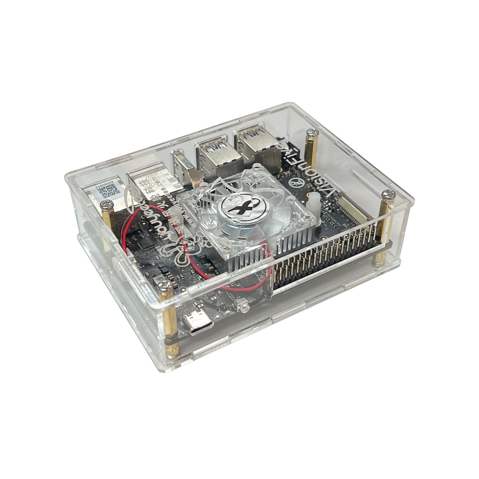 WayPonDEV Acrylic Case for VisionFive2 RISC-V Linux Single Board Computer with Heat Sink - Protective Cover for DIY Projects, Home Automation & IoT Development
