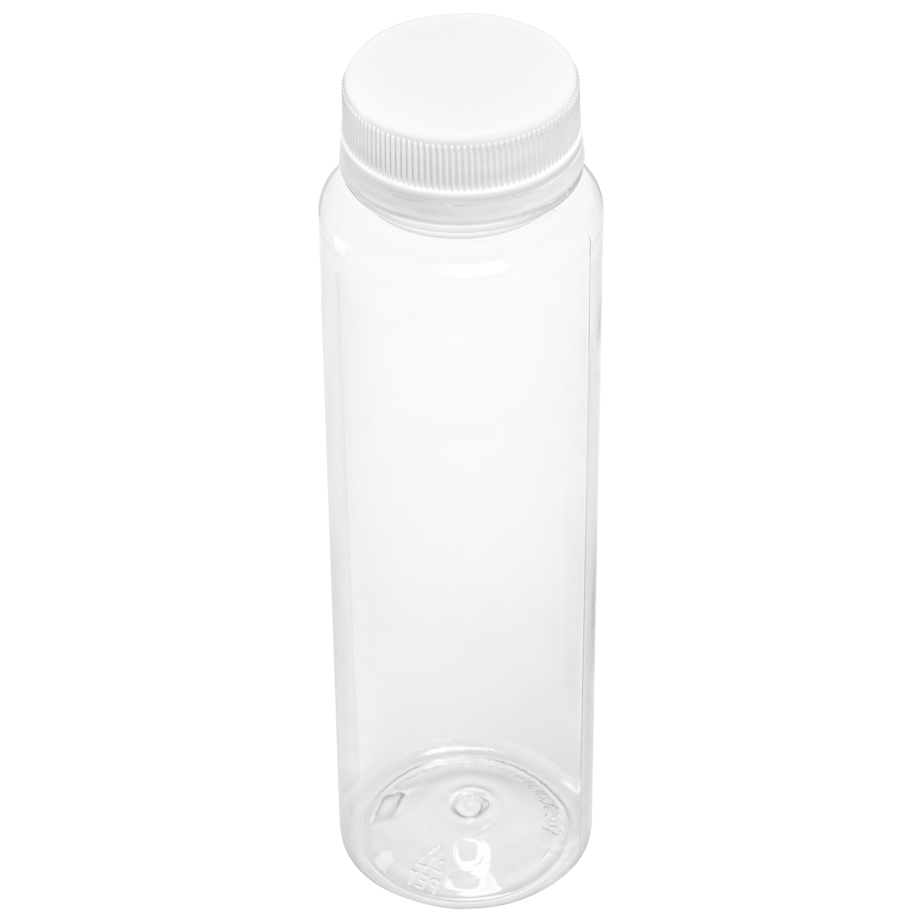 8 oz Round Clear Plastic Cold Pressed Juice Bottles with Safety Cap - 2 x 2 x 6.75 Inches - Pack of 100 - Perfect for Fresh Juices, Smoothies, and Healthy Beverages at Home or Retail Stores