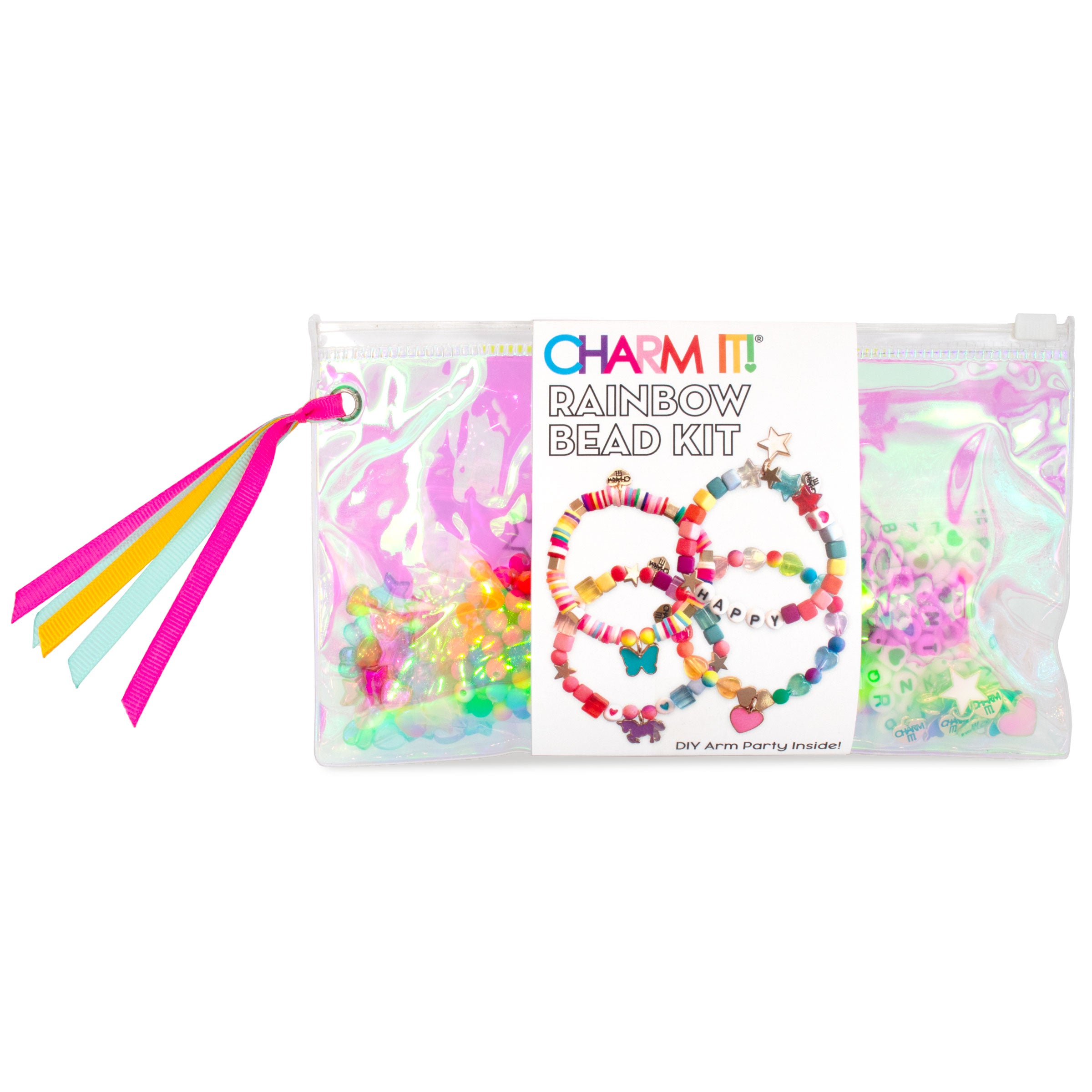 CHARM IT! DIY Rainbow Bead Jewelry Making Kit for Kids & Teens - Create Bracelets, Necklaces & Keychains - Perfect for Birthday Gifts, Party Favors & Arts & Crafts Projects