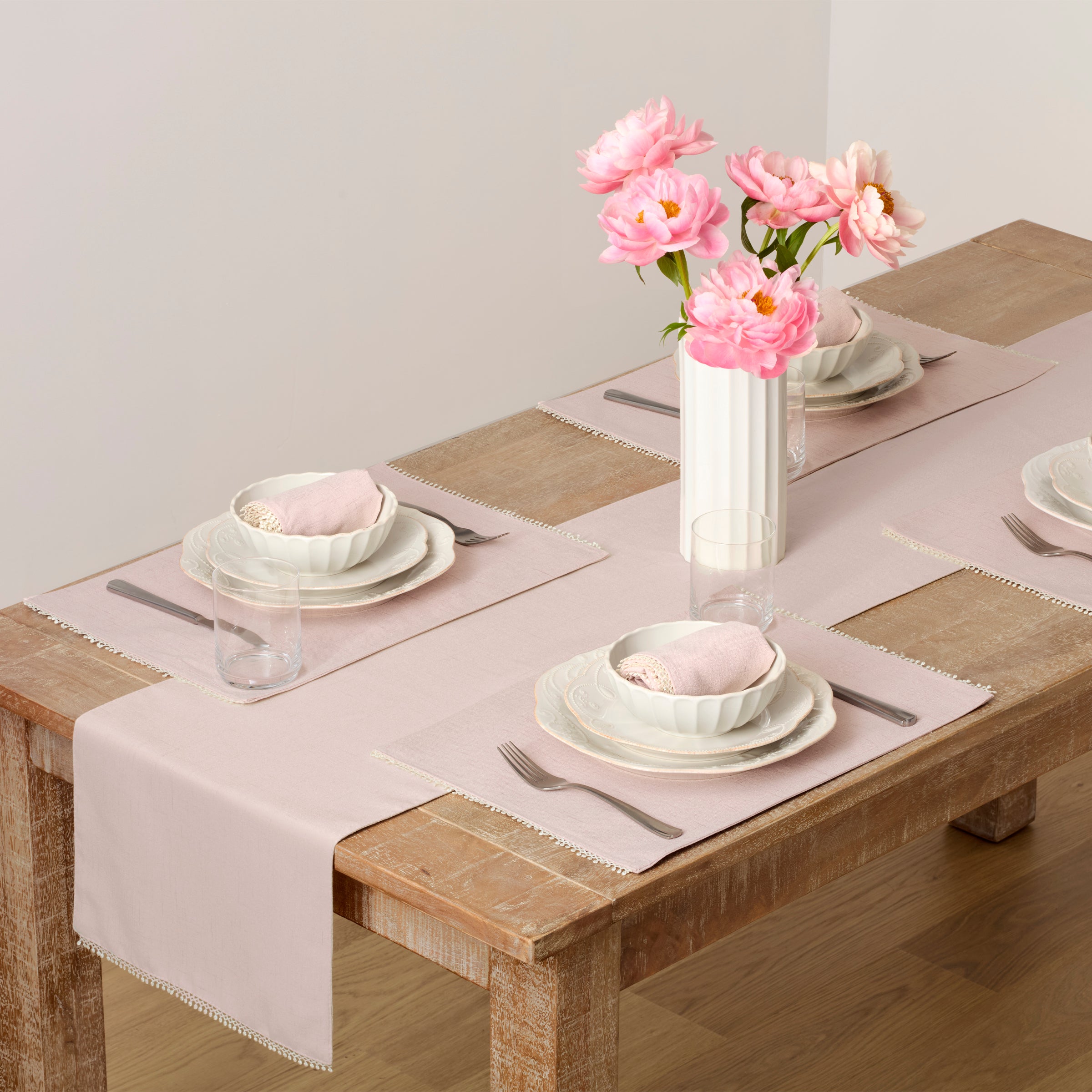 French Pearl Blush Placemats - Elegant Round Table Mats for Dining, Wedding, and Home Decor | Set of 4 Water-Resistant Coasters for Formal Dinner Parties & Everyday Use