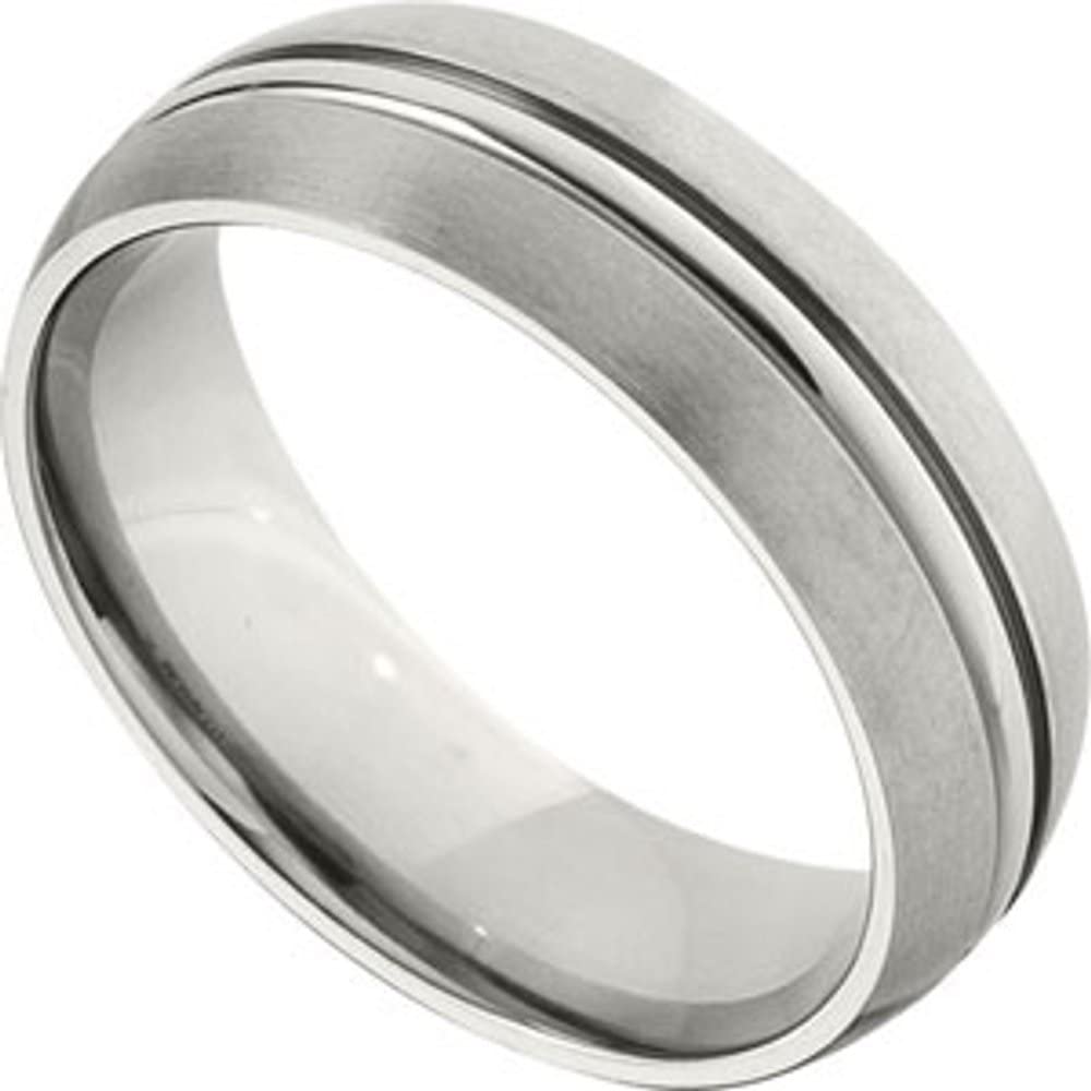 7mm Titanium Grooved & Satin Finish Wedding Band Ring for Women - Durable & Hypoallergenic Fine Jewelry - Perfect Bridal Gift, Anniversary & Special Occasion Present