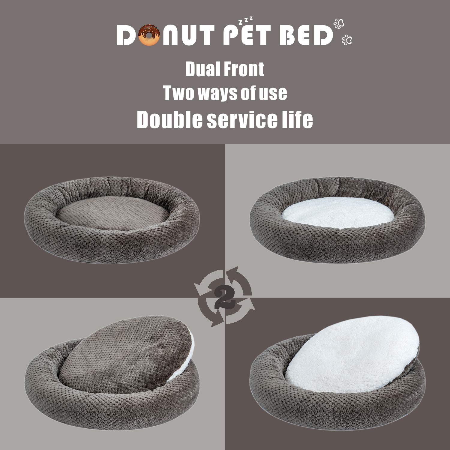 Premium WONDER MIRACLE Fuzzy Deluxe Pet Bed - Ultra Plush Orthopedic Dog & Cat Bed for Crates, Kennels & Home - Machine Washable (24x24 Inches, Eagle Grey) - Perfect for Small to Medium Pets' Comfort & Joint Support