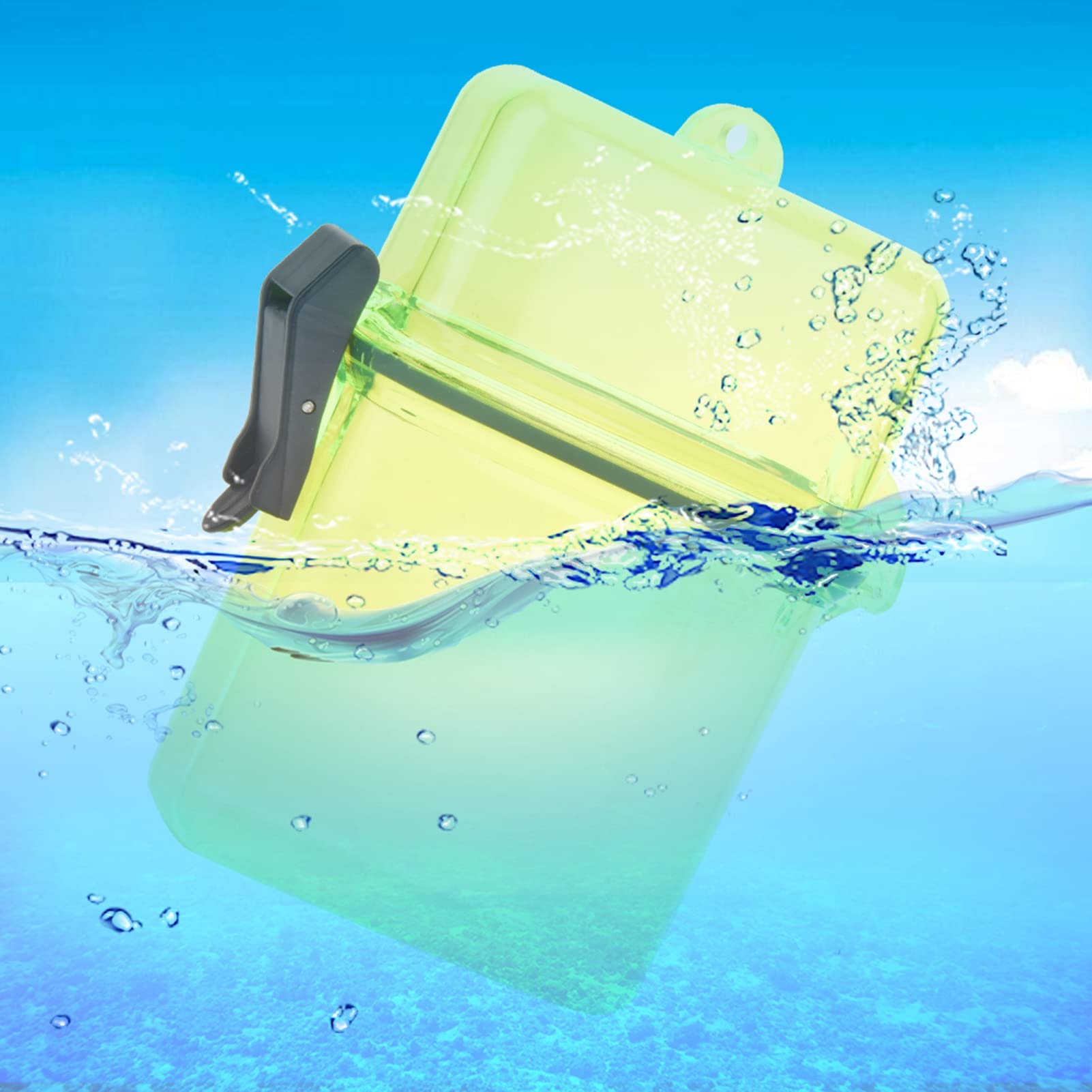 **Keenso Waterproof Diving Dry Box – Transparent Plastic Seal Container with Rope Hook (3 Colors) – Ideal for Scuba Diving, Snorkeling, Beach Trips & Outdoor Adventures**