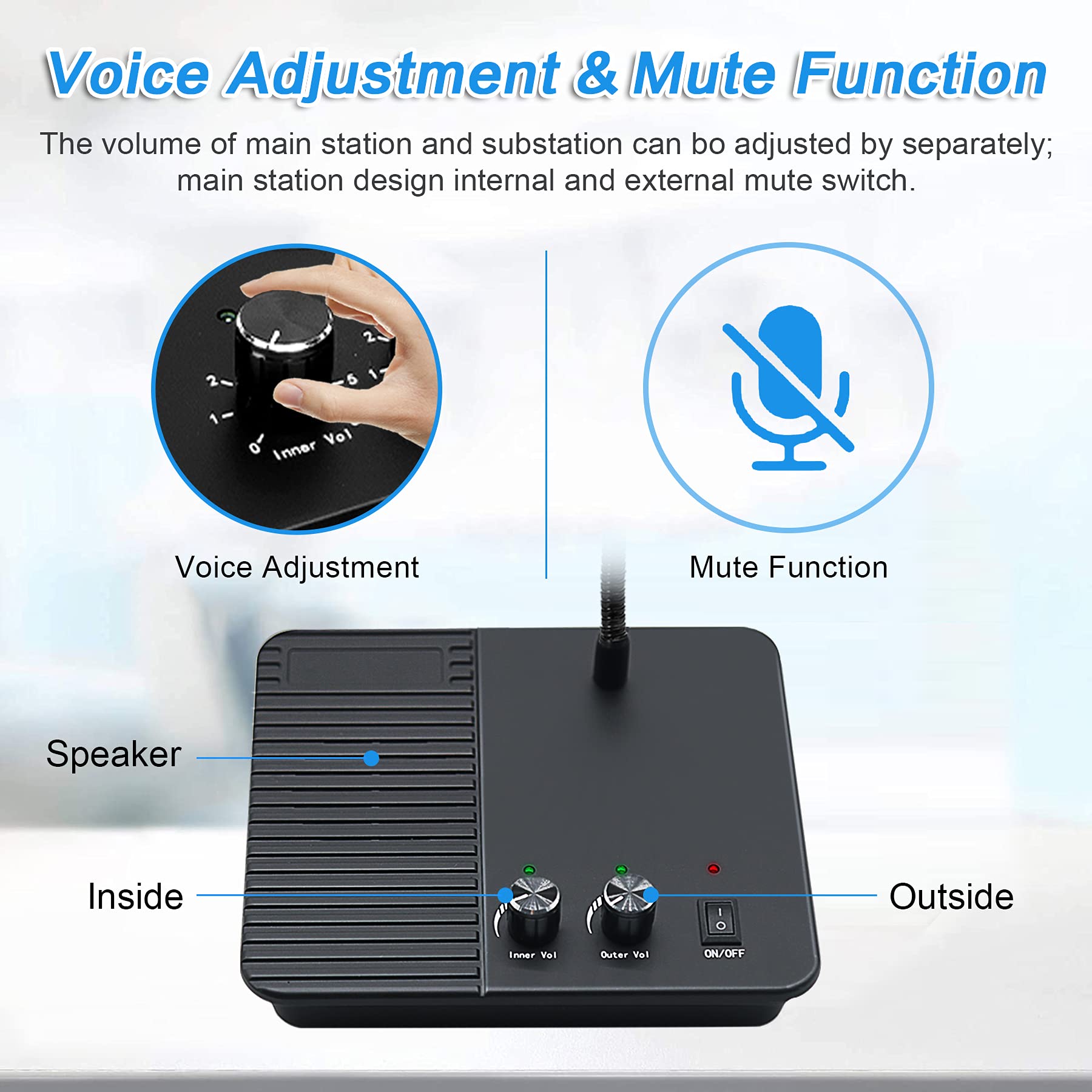 CallToU 2-Way Window Speaker Intercom System with Anti-Interference Technology - Clear Communication for Business, Bank, Office, Hospital, Store, School & Home Use - Ideal for Drive-Thrus, Reception Counters & Security Checkpoints
